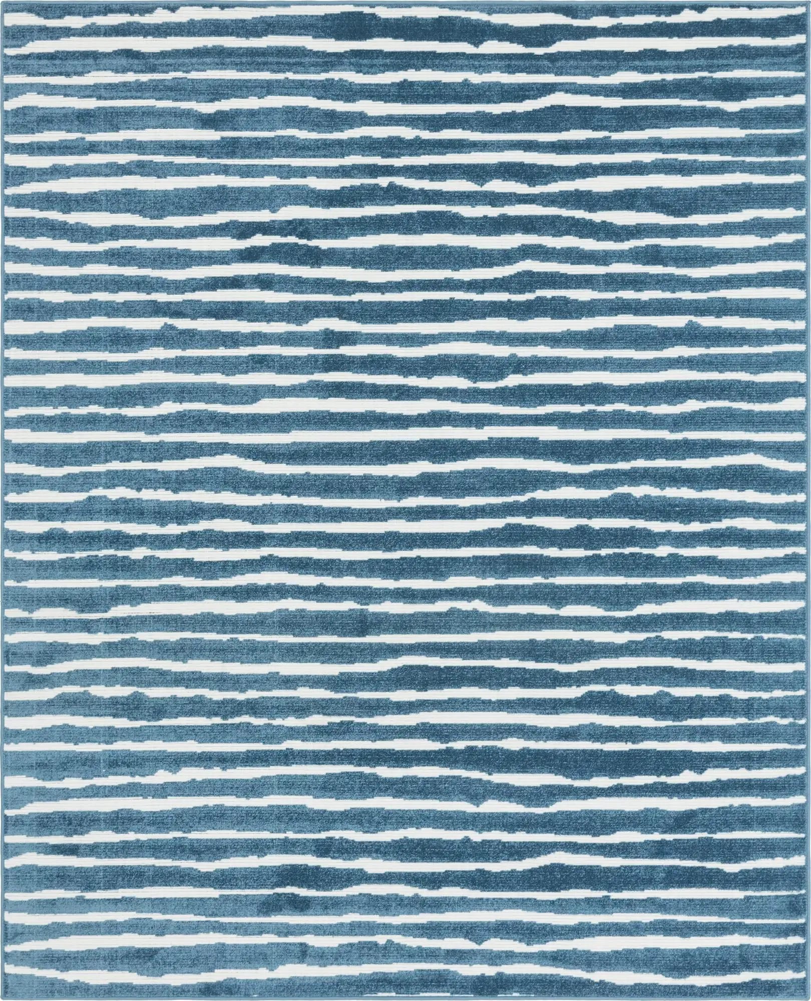 Coastal Breeze Blue Stripe 8' x 10' Synthetic Outdoor Rug