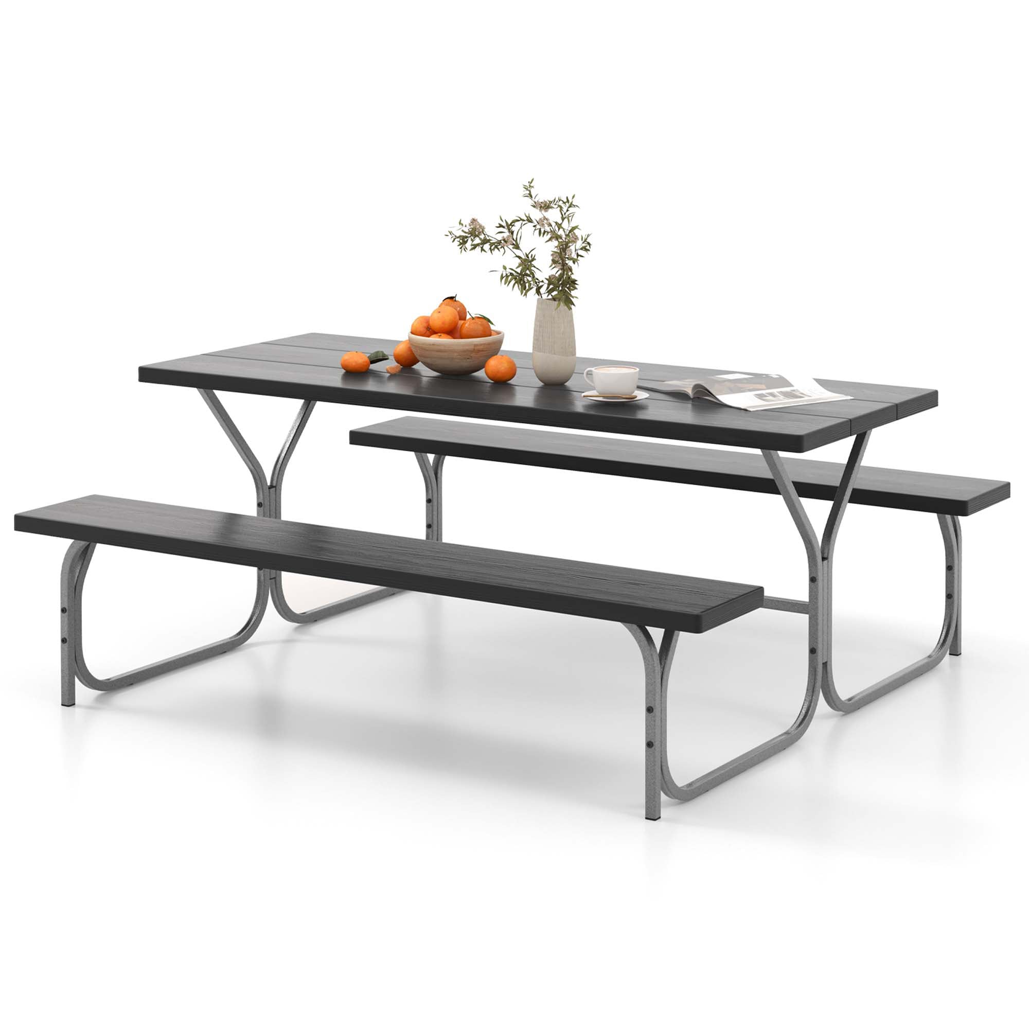 Costway HCST01483 Rectangle Dining 19-in W x 72-in L with Umbrella Hole