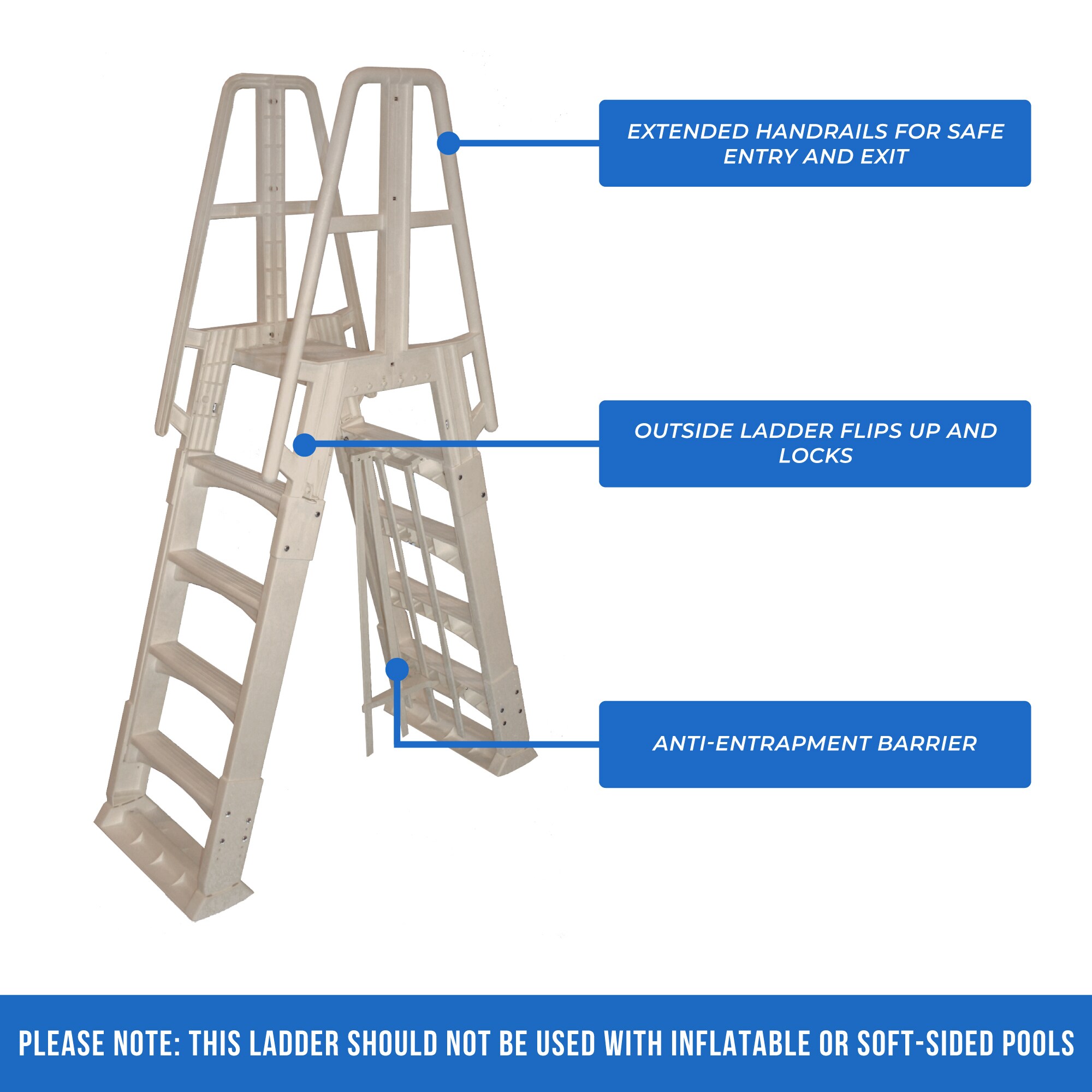 Vinyl Works Flip Up 54 In Resin A Frame Pool Ladder Hand Rail In The Above Ground Pool Ladders 3449