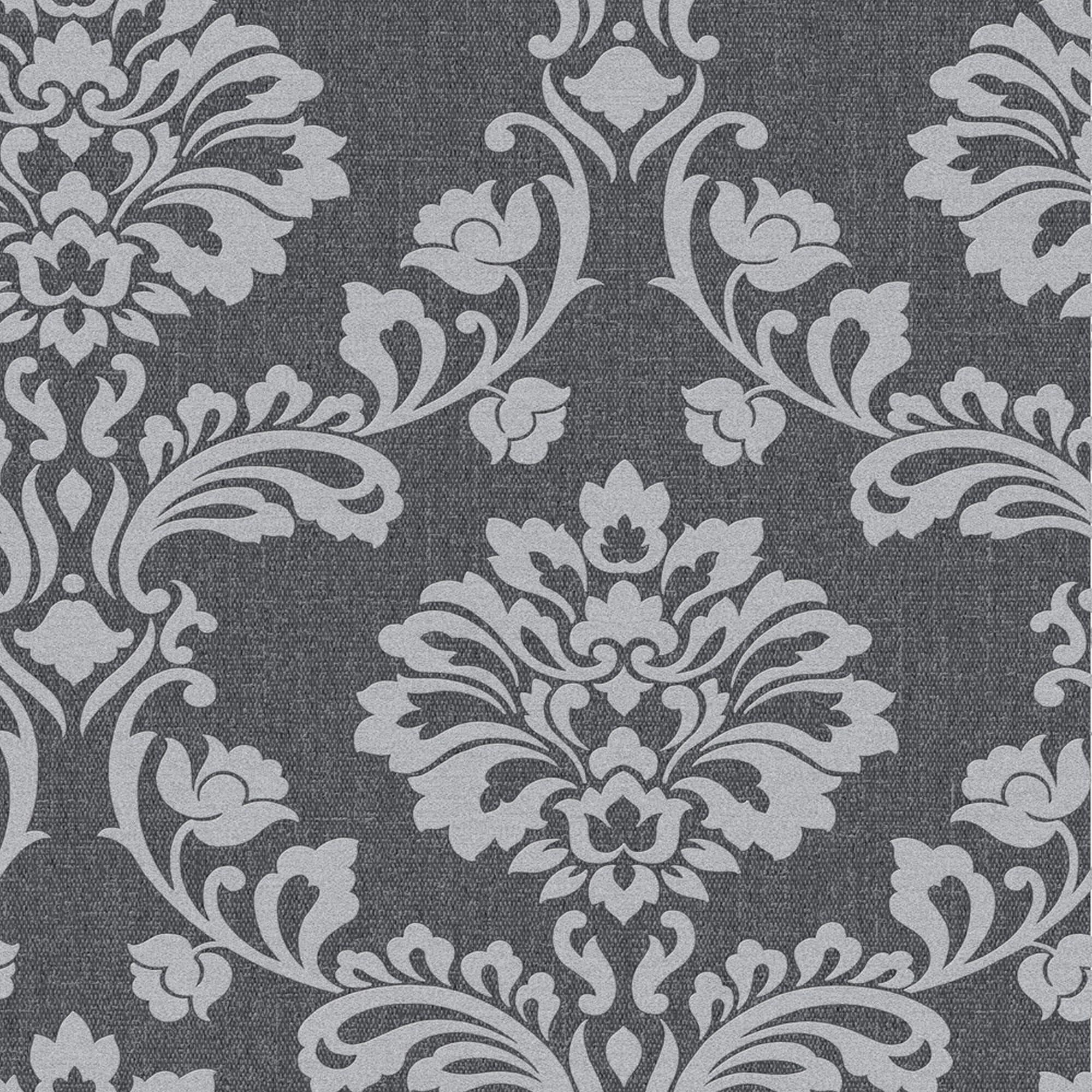Graham & Brown 20-708 Midas 56.0-Sq. Feet Grey Vinyl Textured Damask Unpasted Wallpaper
