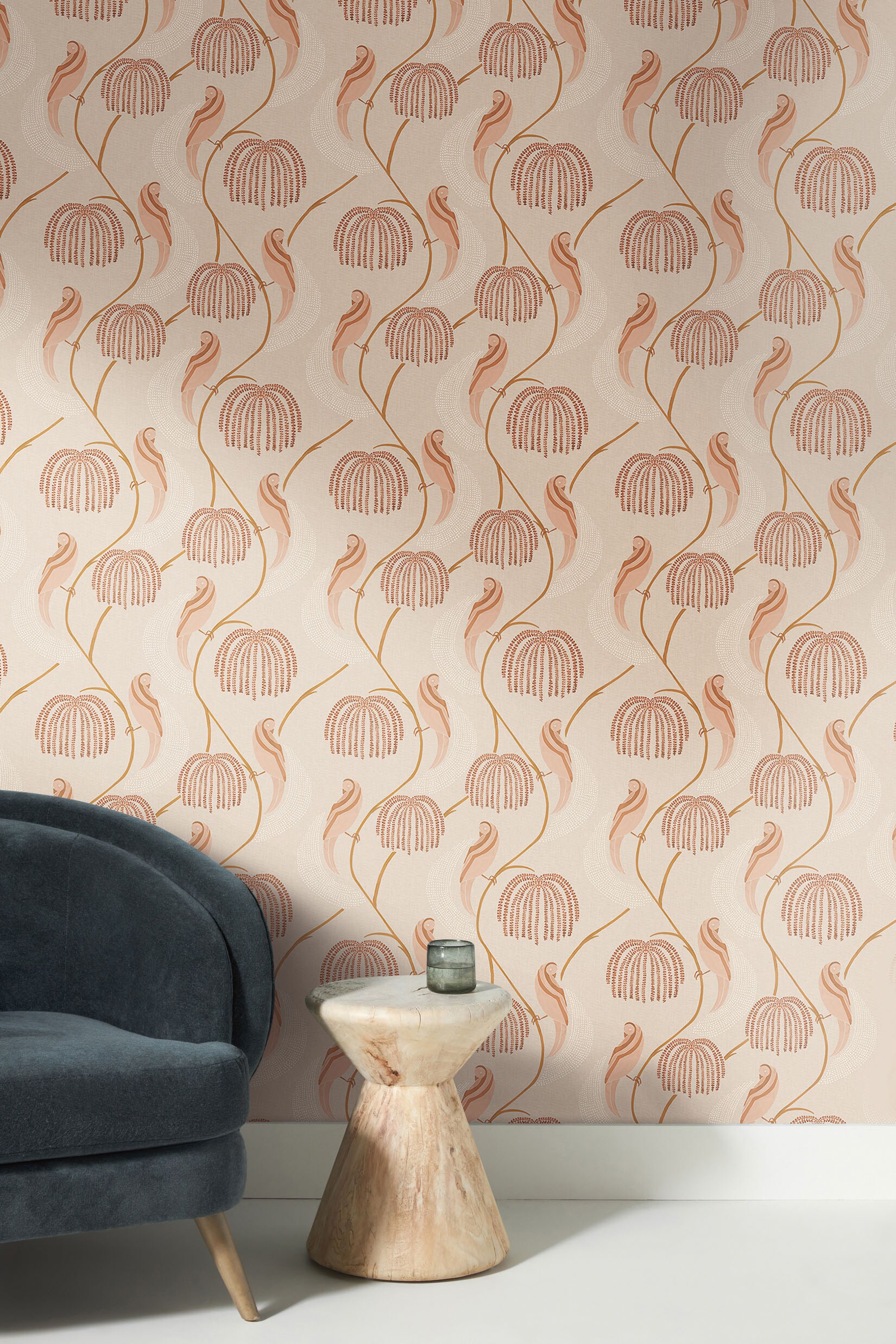 York Wallcoverings CH1436 Lemieux et Cie 56.4-Sq. Feet Pink Non-woven Ivy/Vines Prepasted Water Activated Paste Wallpaper