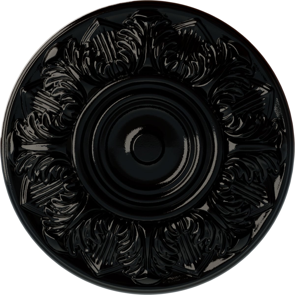 Ekena Millwork CM13WHBPS Whitman 13-in W x 13-in L Black Pearl Polyurethane Ceiling Medallion