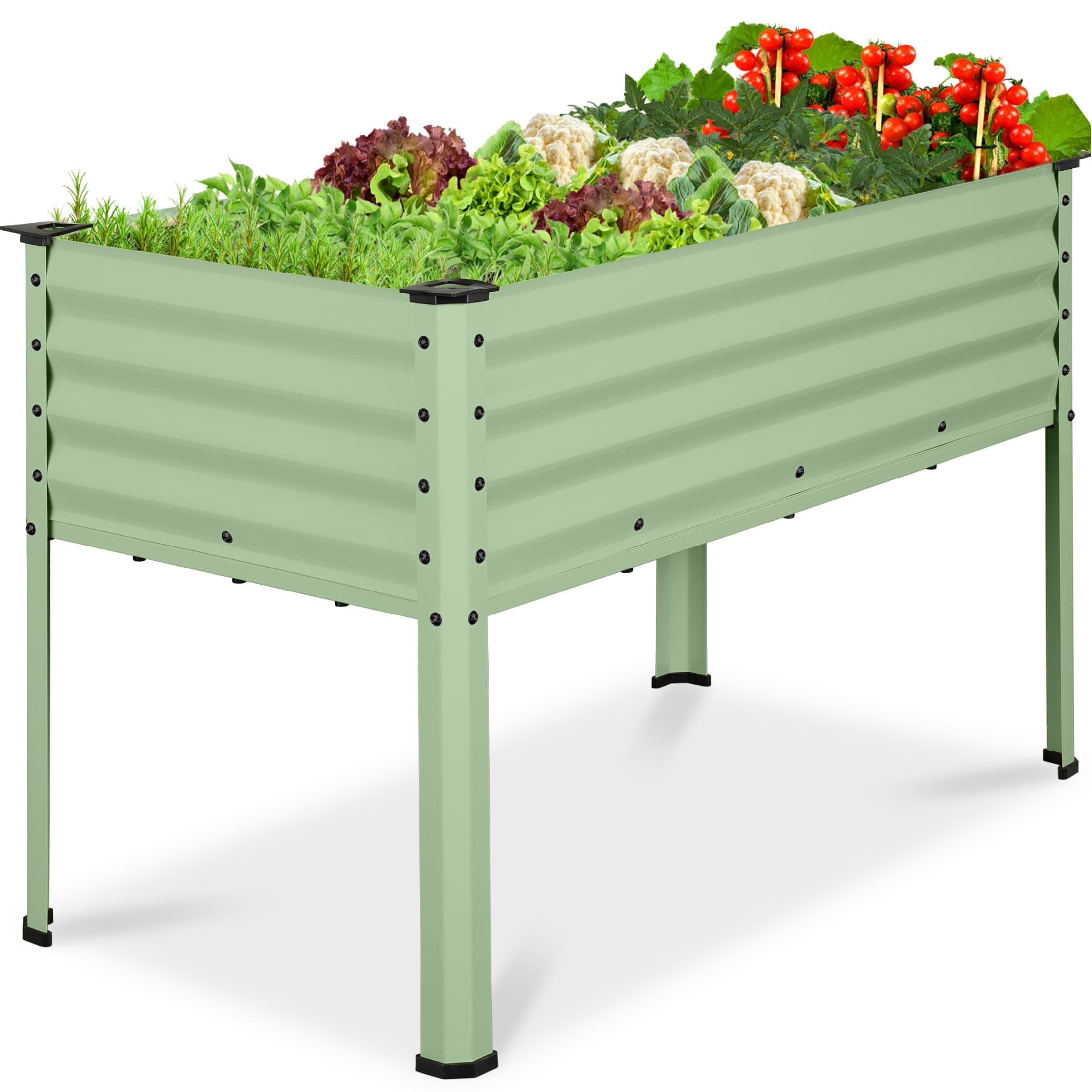 Best Choice Products 48x24x30in Elevated Galvanized Metal Garden Bed w/ Corner Protectors - Sage Green #SKY8703