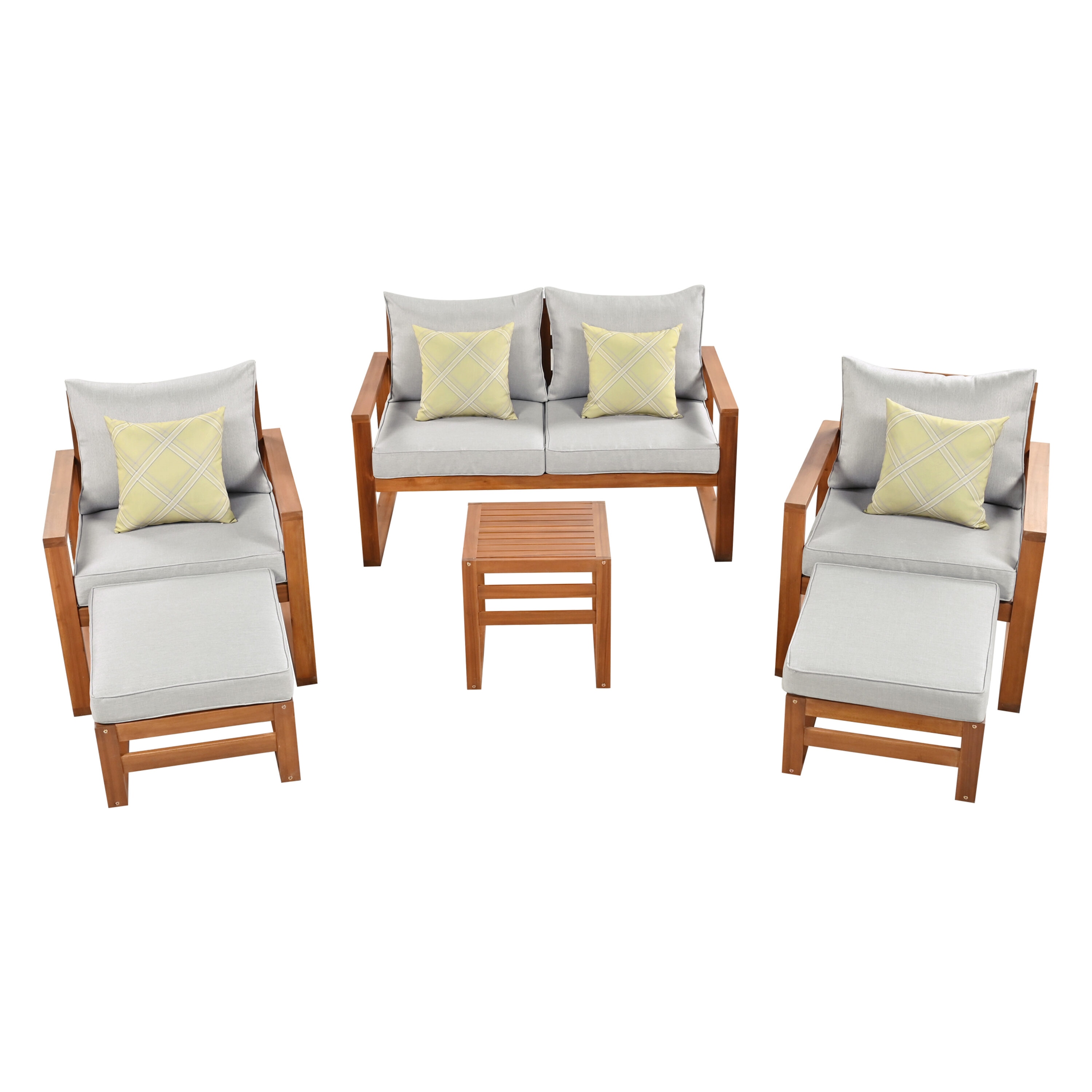 AHIOU HOME ZAAHG-009AAES Alton 6 -Piece Patio Conversation Set with Gray Cushions
