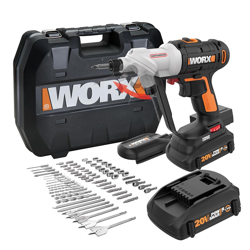 WORX Switchdriver 20-volt Max 1/4-in Cordless Drill (1 Li-ion Battery Included and Charger Included)