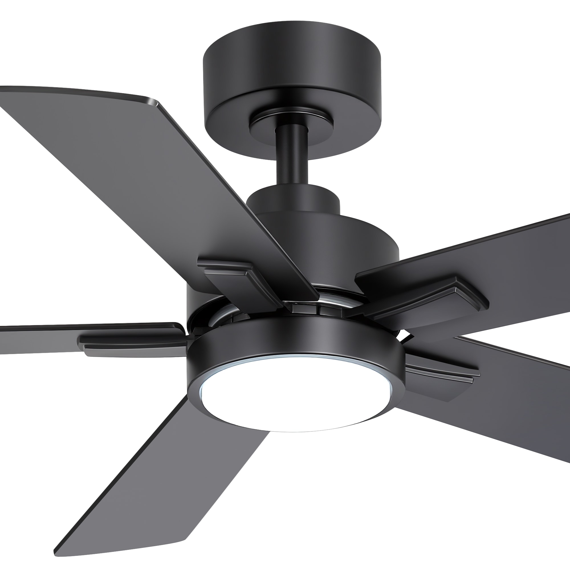 Flashwind 52-in Black with Black MDF Blades Indoor Downrod Mount Ceiling Fan With Remote Control Included DC Motor 5-Blade