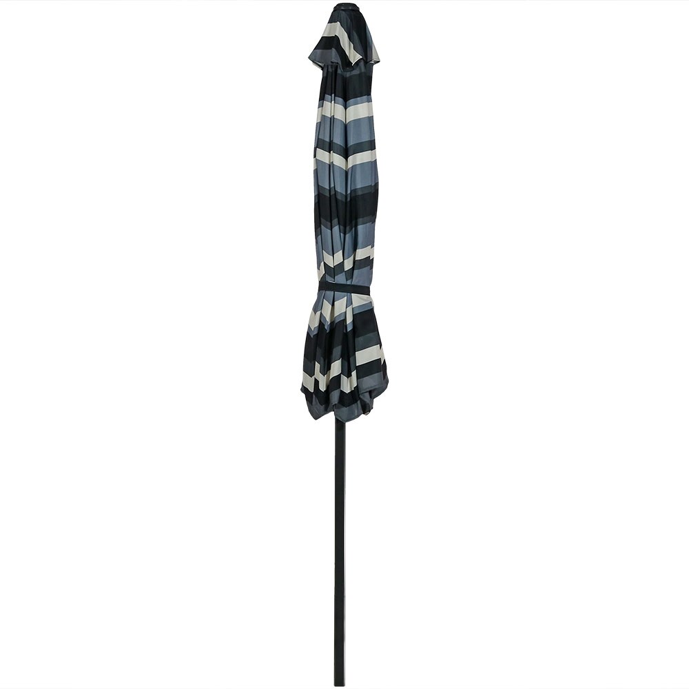 9-Foot Red and Beige Striped Aluminum Patio Umbrella