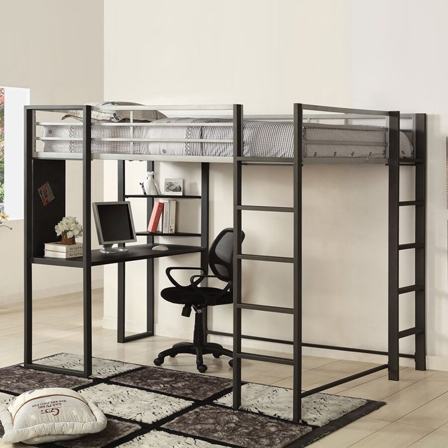 Furniture of America Sherman Silver/Gun Metal Full Study Loft Bunk Bed ...