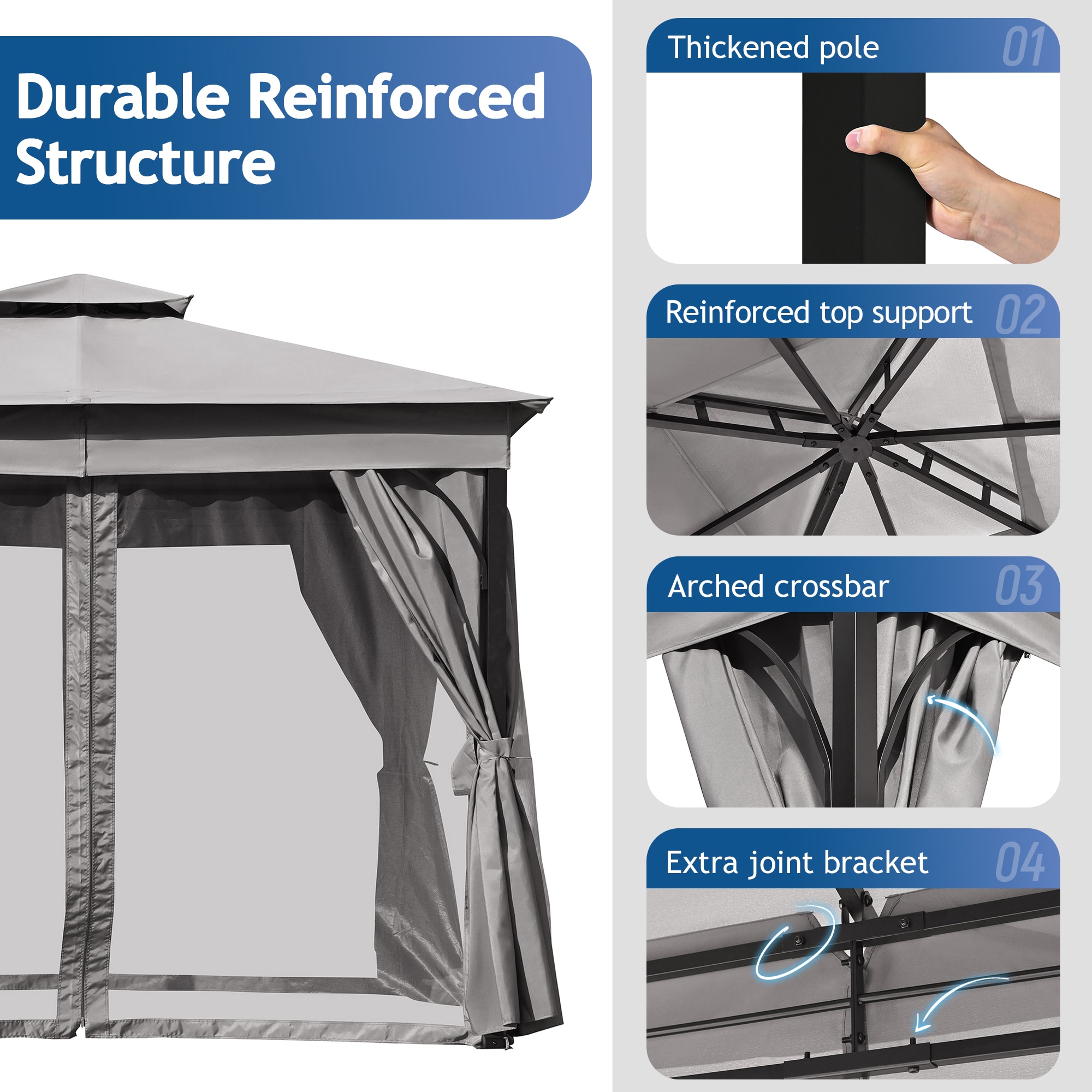SINOFURN SYA330122GY Wood-Resin-Gazebos - View #16