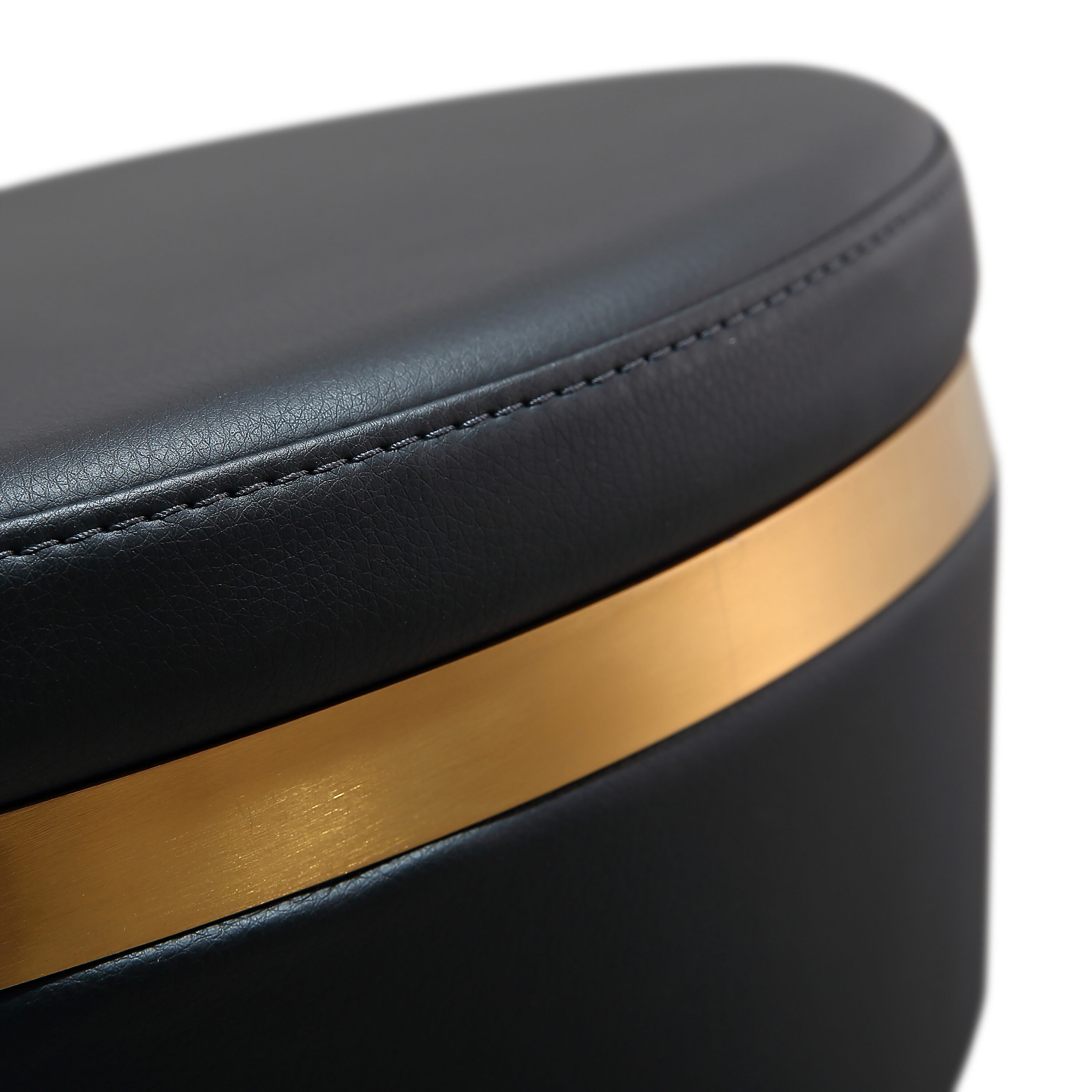 Astro Contemporary Black and Gold Vegan Leather Swivel Stool