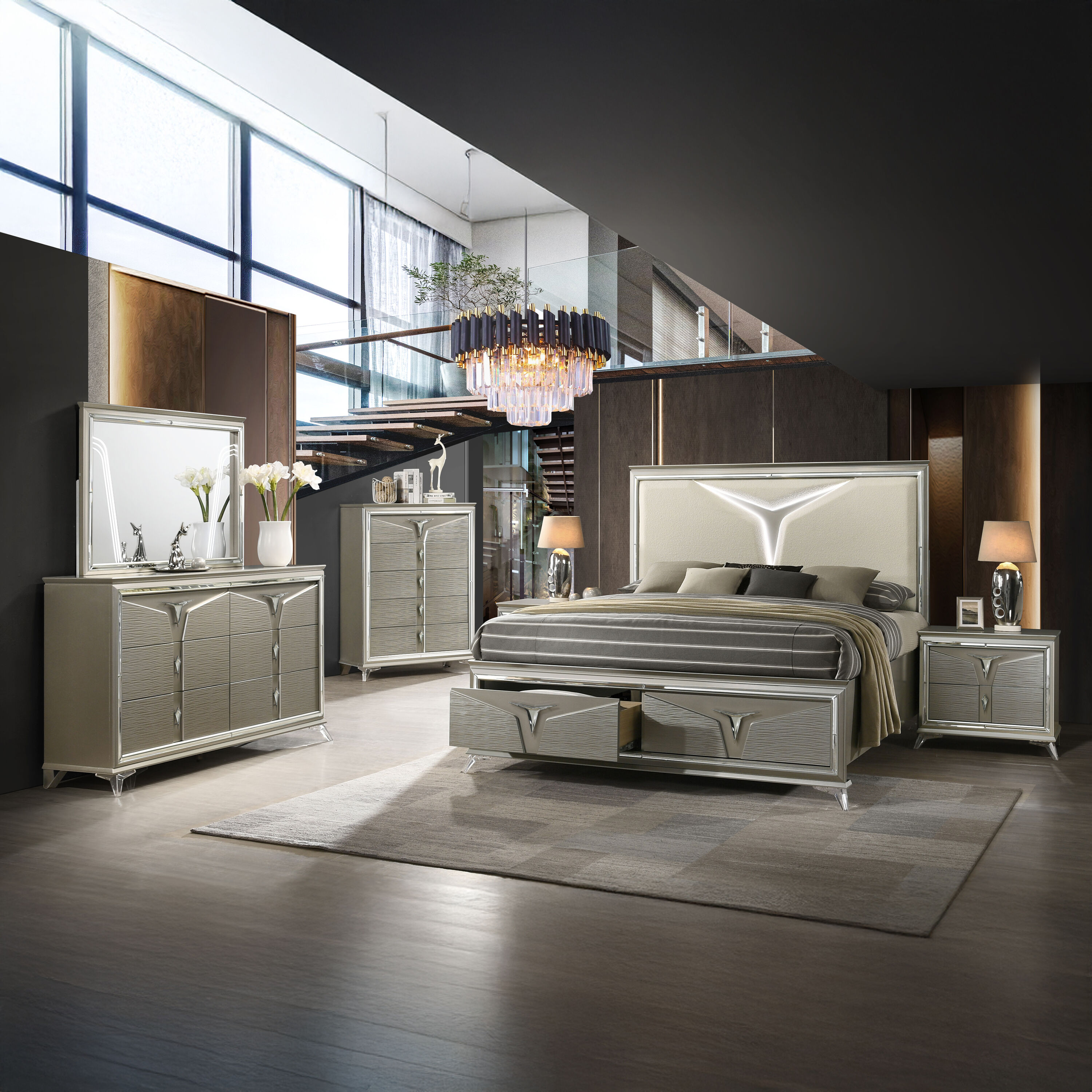 Galaxy 601955550406 Samantha Silver Queen Bedroom Set
