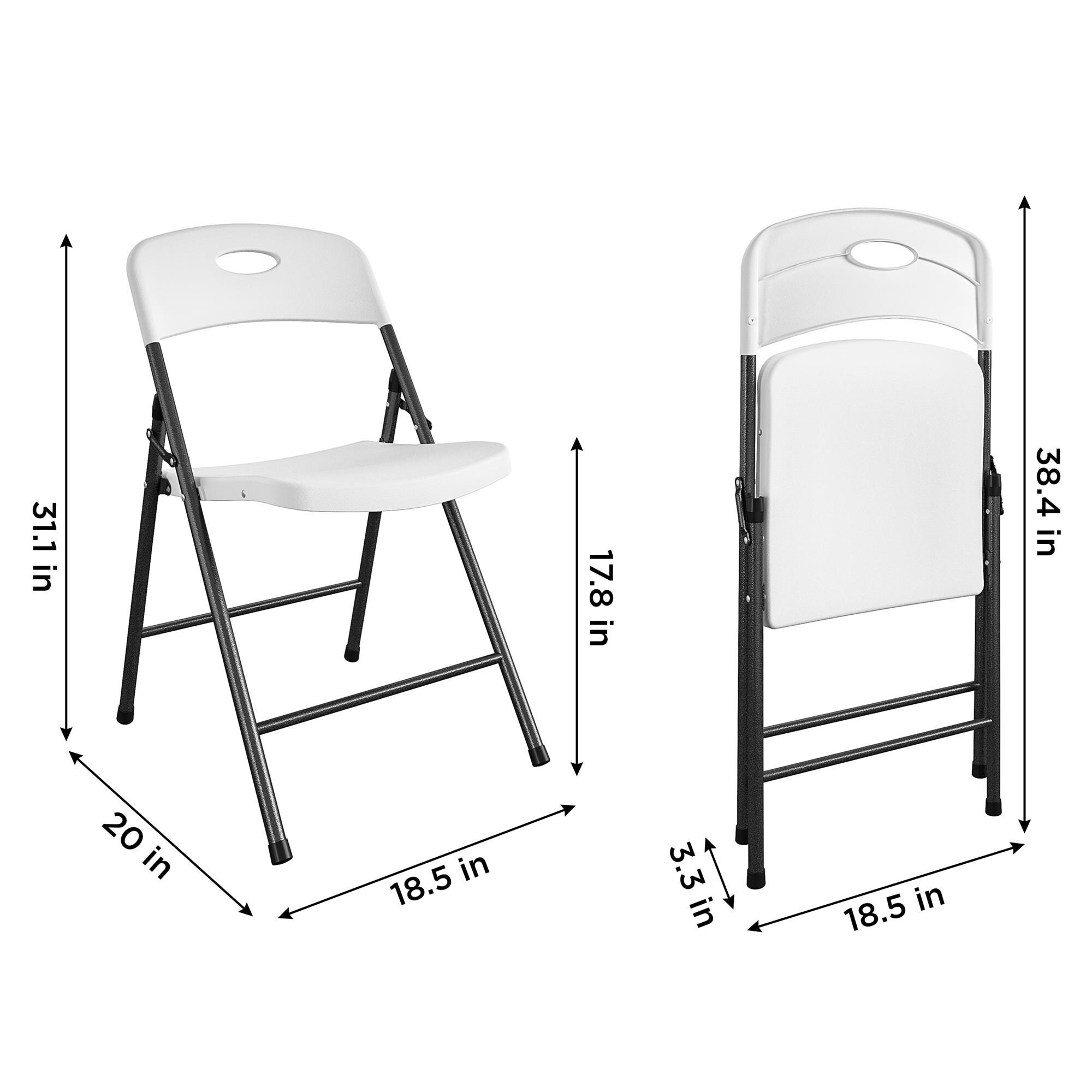 Cosco 4 Pack White Standard Folding Chair With Solid Seat Indoor Or