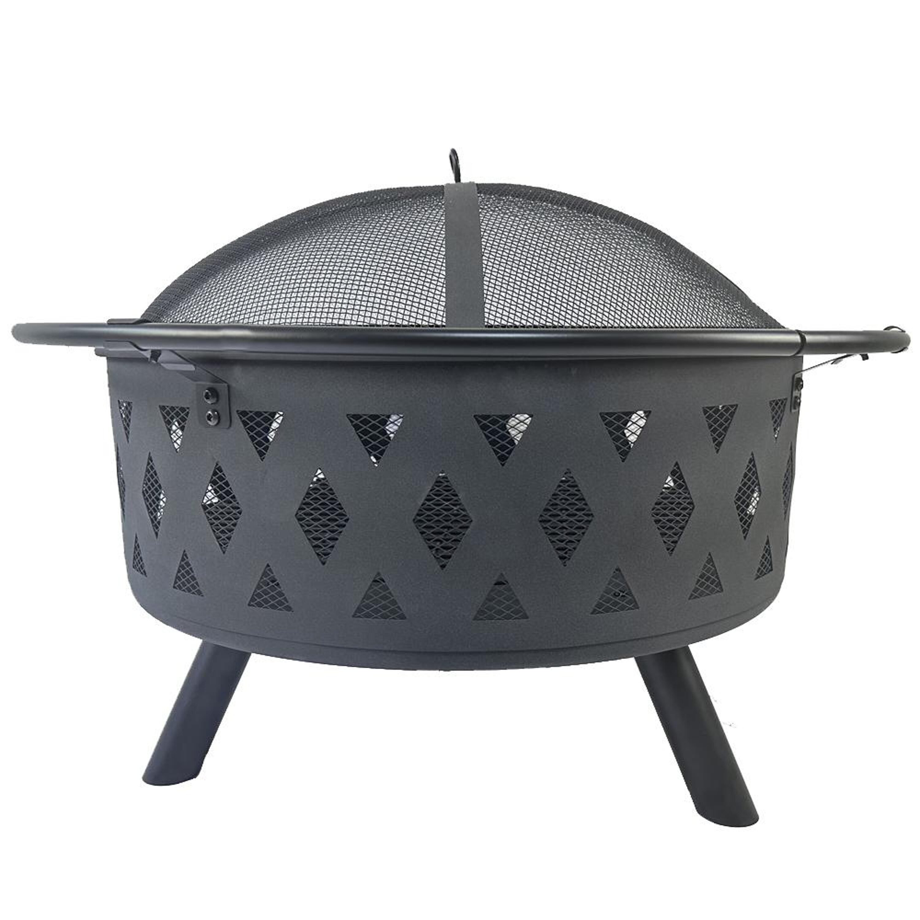 Bayfeve BFQS-54205-FP Outdoor Wood Burning Firepit 32-in W Iron Round Portable Wood-Burning Fire Pit