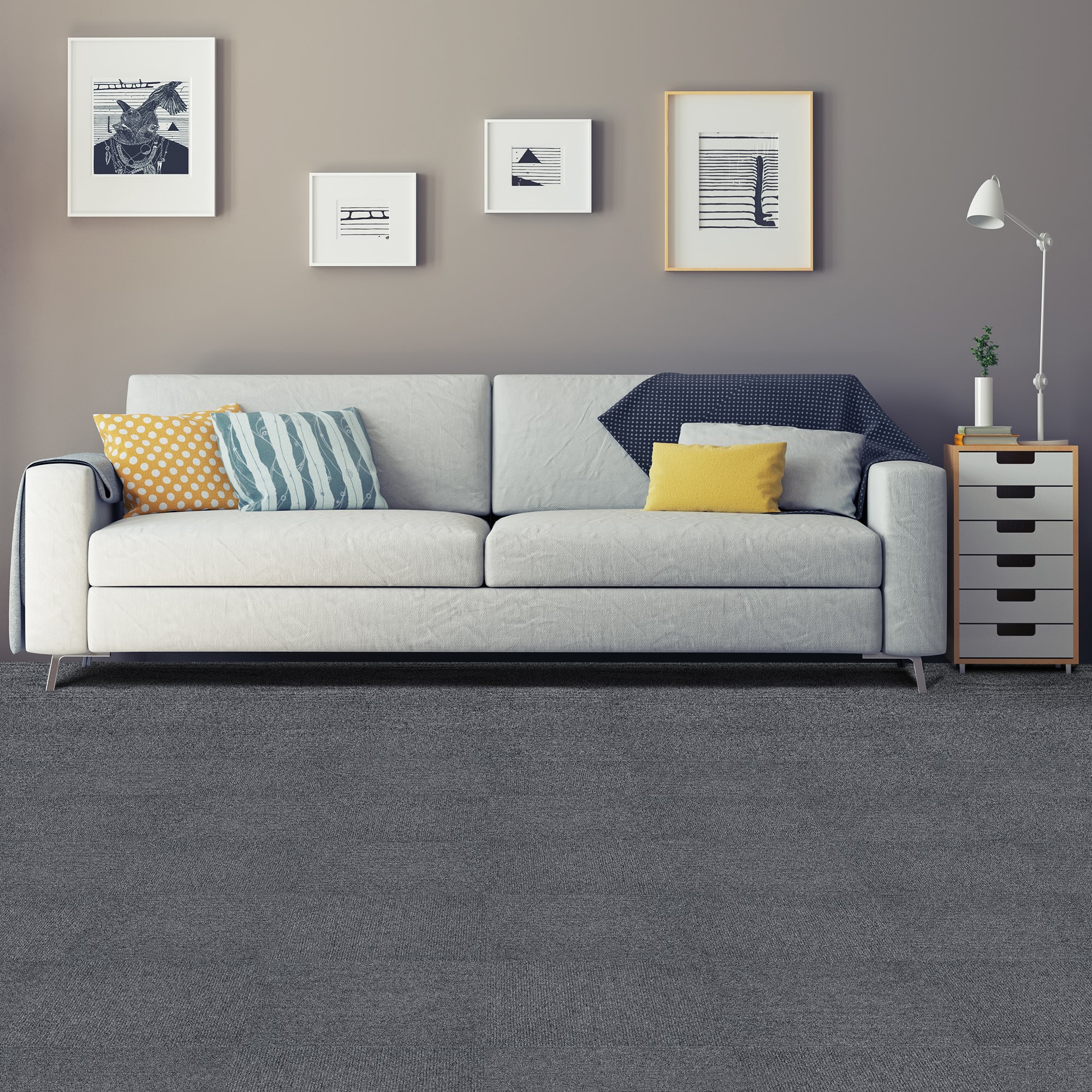 Nexus Smoke 19.7'' x 19.7'' Self Adhesive Polyester Carpet Tile