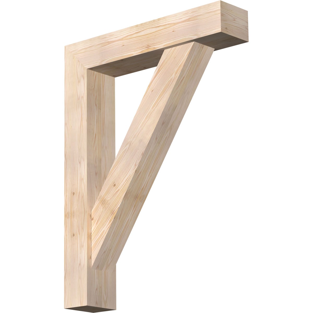 Ekena Millwork 1465098 Traditional Block Smooth Bracket with Offset Brace Douglas Fir Wood Standard Bracket