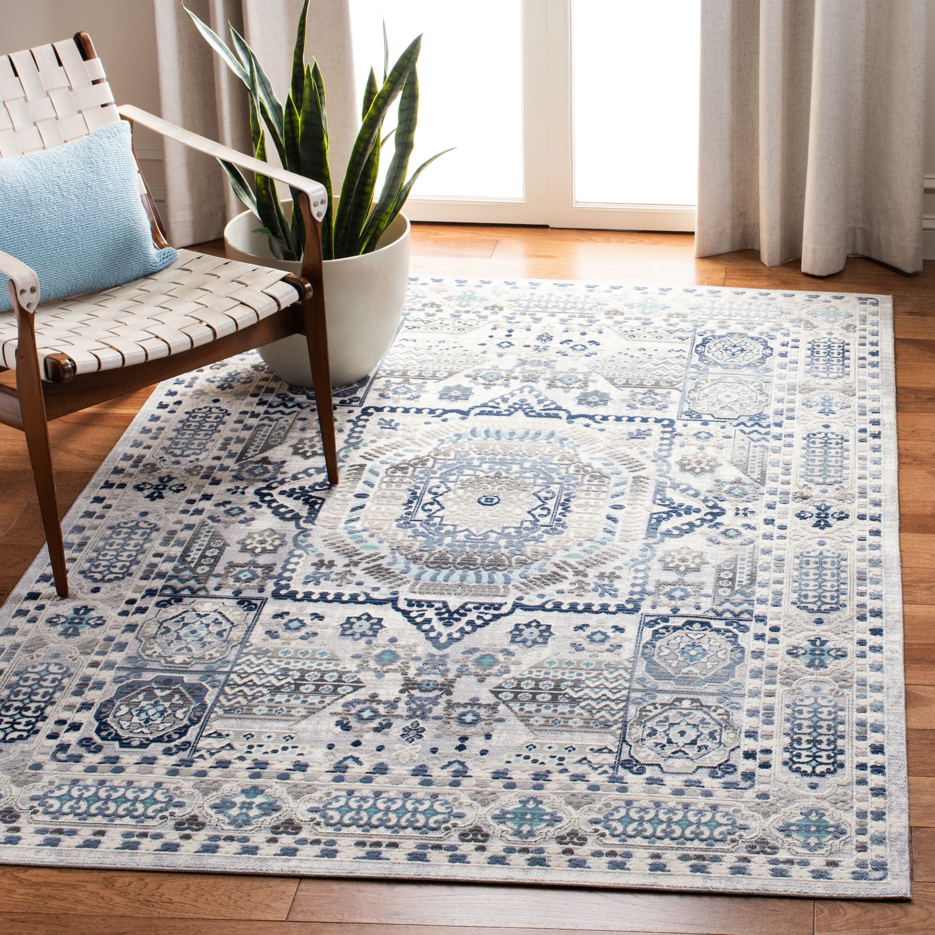 Safavieh Aria Kufic 9 x 12 Gray/Cream Indoor Abstract Area Rug in the ...