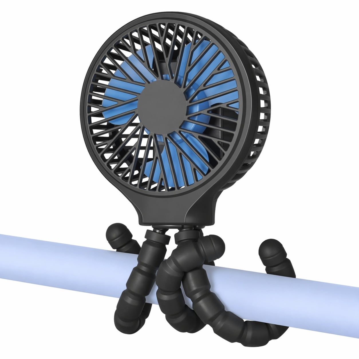 LAIFUCAM  Portable Stroller Fan Clip On Personal Fan 3 Speed Adjustable 360 Degree Rotating Head Flexible Tripod Safety Grid Gap for Baby Crib
