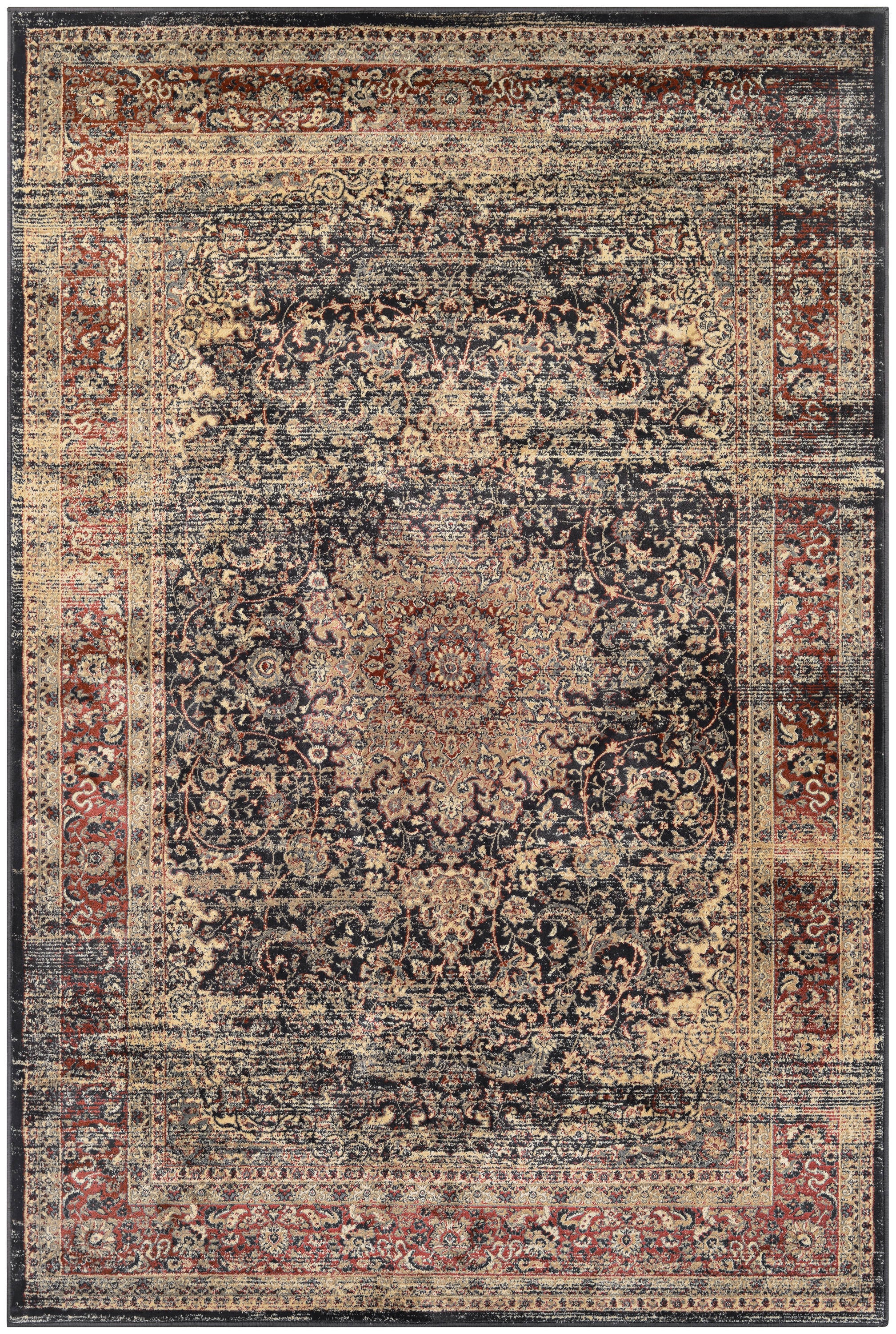 Couristan 04390330053076T Zahara 5 X 7 (ft) Black-red-oatmeal Indoor Area Rug