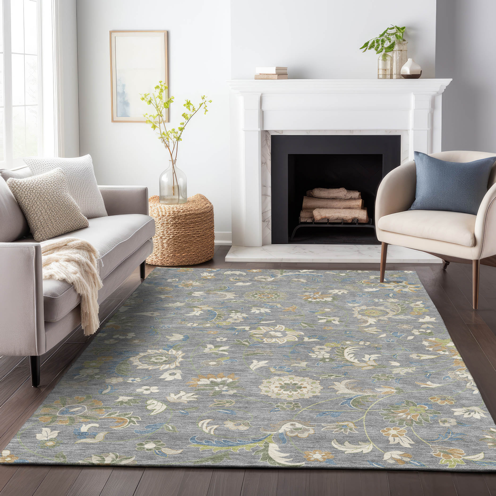 Addison Rugs ACN1006GY30X46 Chantille ACN1006GY 2 x 3 (ft) Polyester Gray Rectangular Indoor/Outdoor Geometric Machine washable Area rug