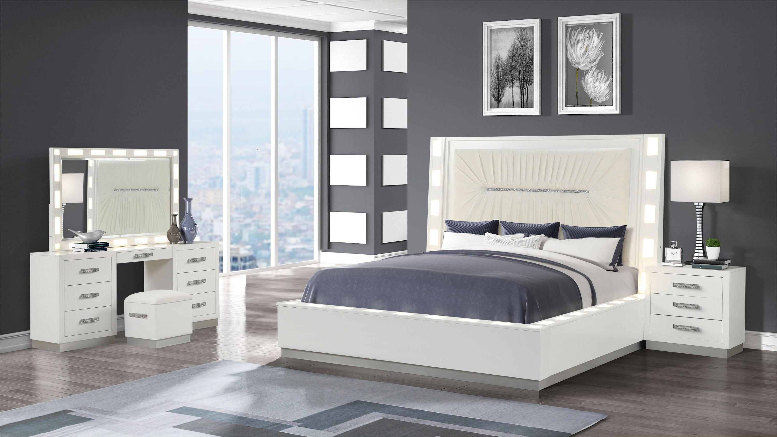 Galaxy 659436003507 White Queen Bedroom Set