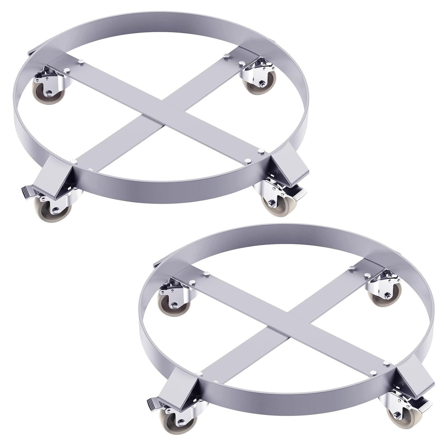 Garvee Drum Roller Round Metal Dolly Load Capacity 454 kg Drum Diameter 60 cm Thickness 3.5 mm Sturdy Drum Trolley for 210 Liter Drums Steel Frame with 4 Swivel Casters For Warehouses #CNF-TCBIPZVFCU2