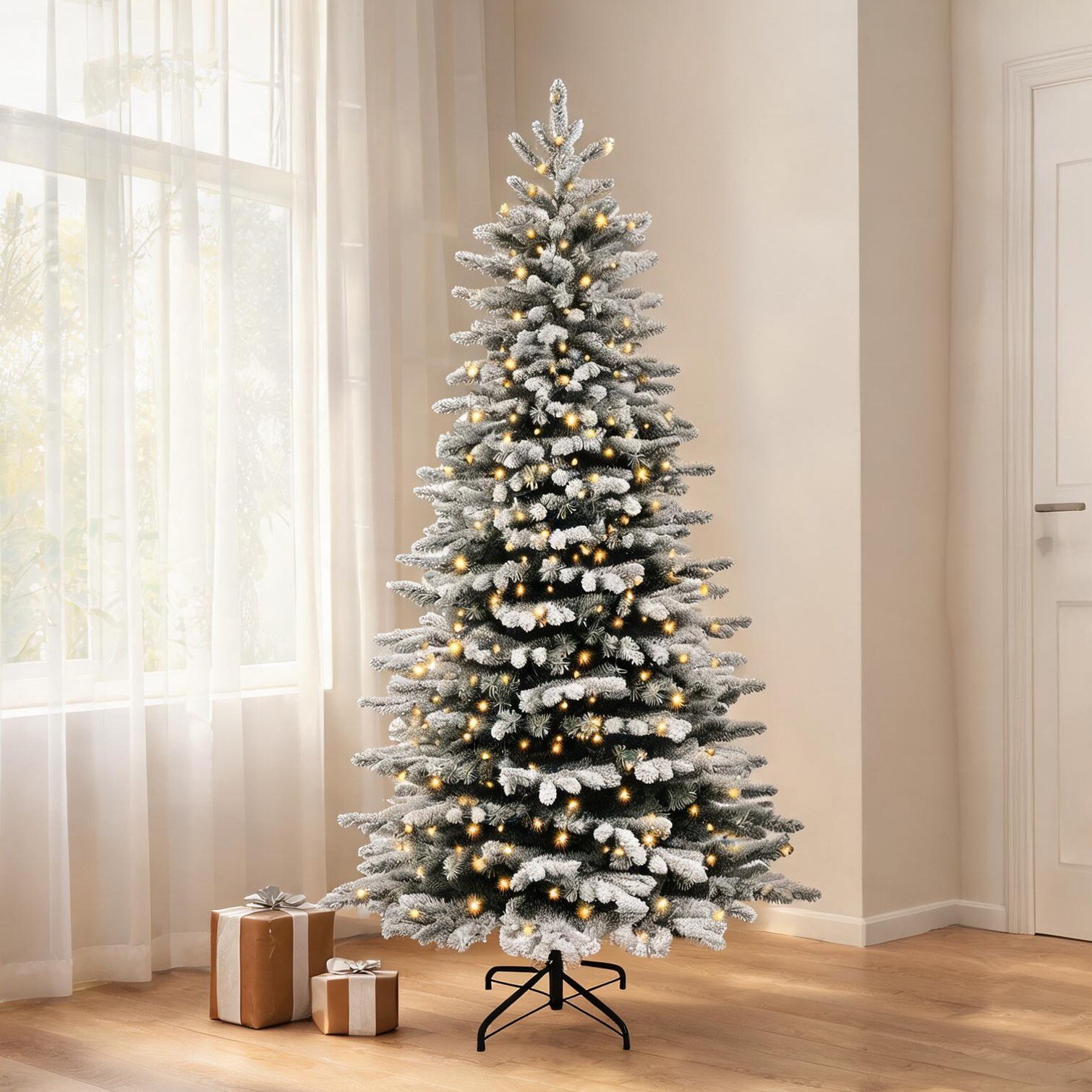 Tammesy Christmas Trees with Green Plastic pairing combining 6.5 ft with 990 tips and Storage