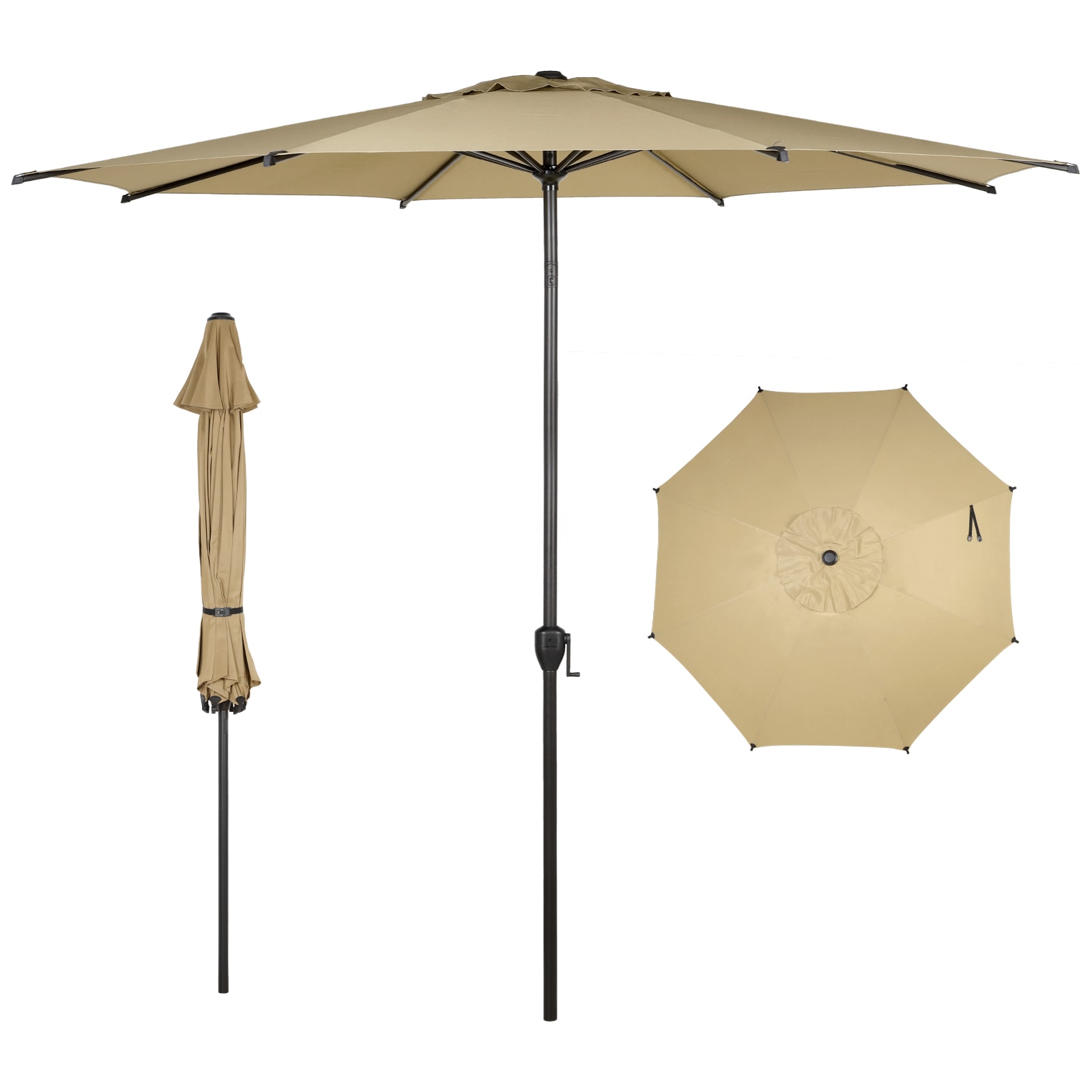 Abba Patio USABPU0300152 11-ft Steel Brown Push-button Tilt Market Patio Umbrella