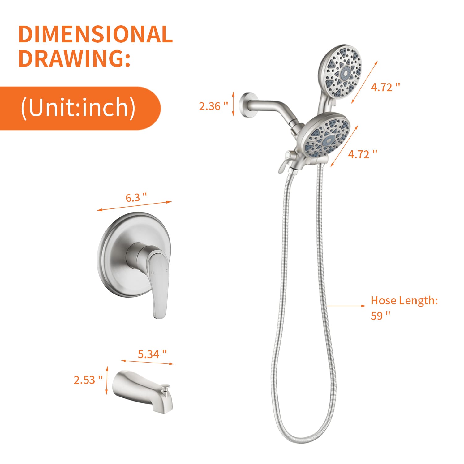 WELLFOR WAQ7006TNS Tub-Shower-Faucets - View #2