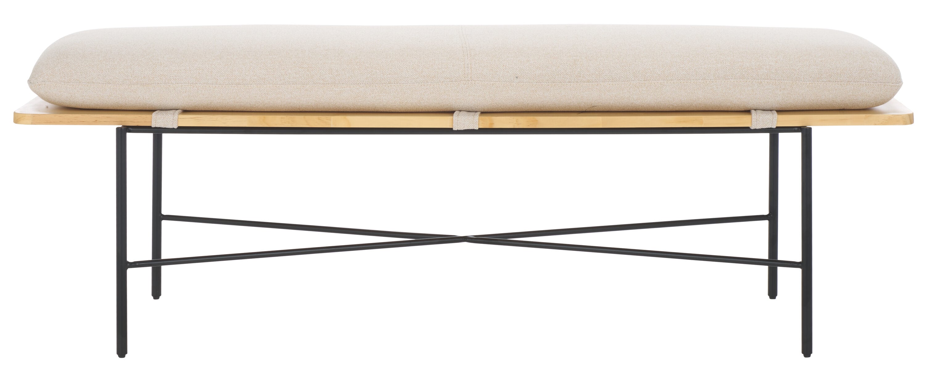 Safavieh BCH5201A Modern Cream/Black Accent Bench 52-in x 15.9-in x 17.7-in