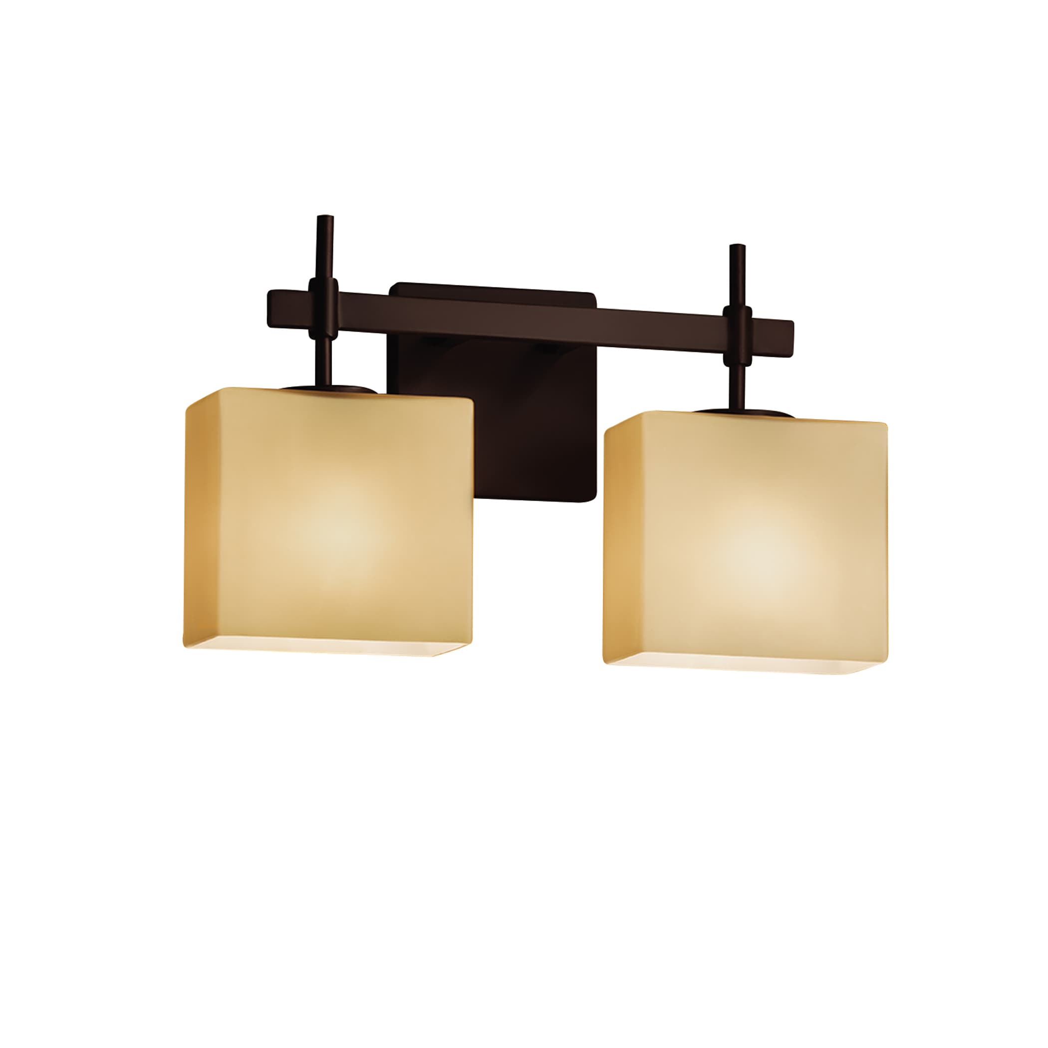 Justice Design Group FSN-8412-55-AL-DB-LD Fusion 14.5-in 2-Light Dark Bronze LED Glam Vanity Light