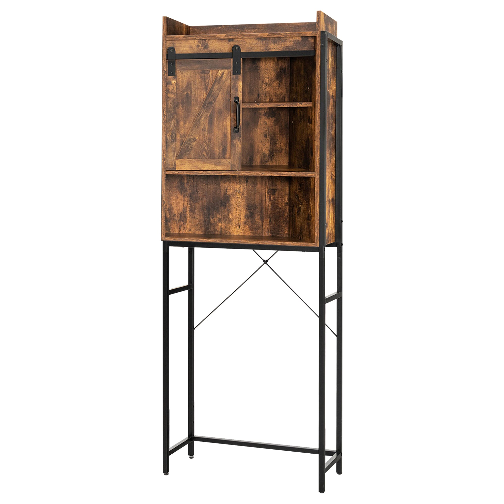 WELLFOR BTJ7817CF 25-in x 67.5-in x 9.5-in Rustic Brown 4 -Shelf Over-the-Toilet Storage