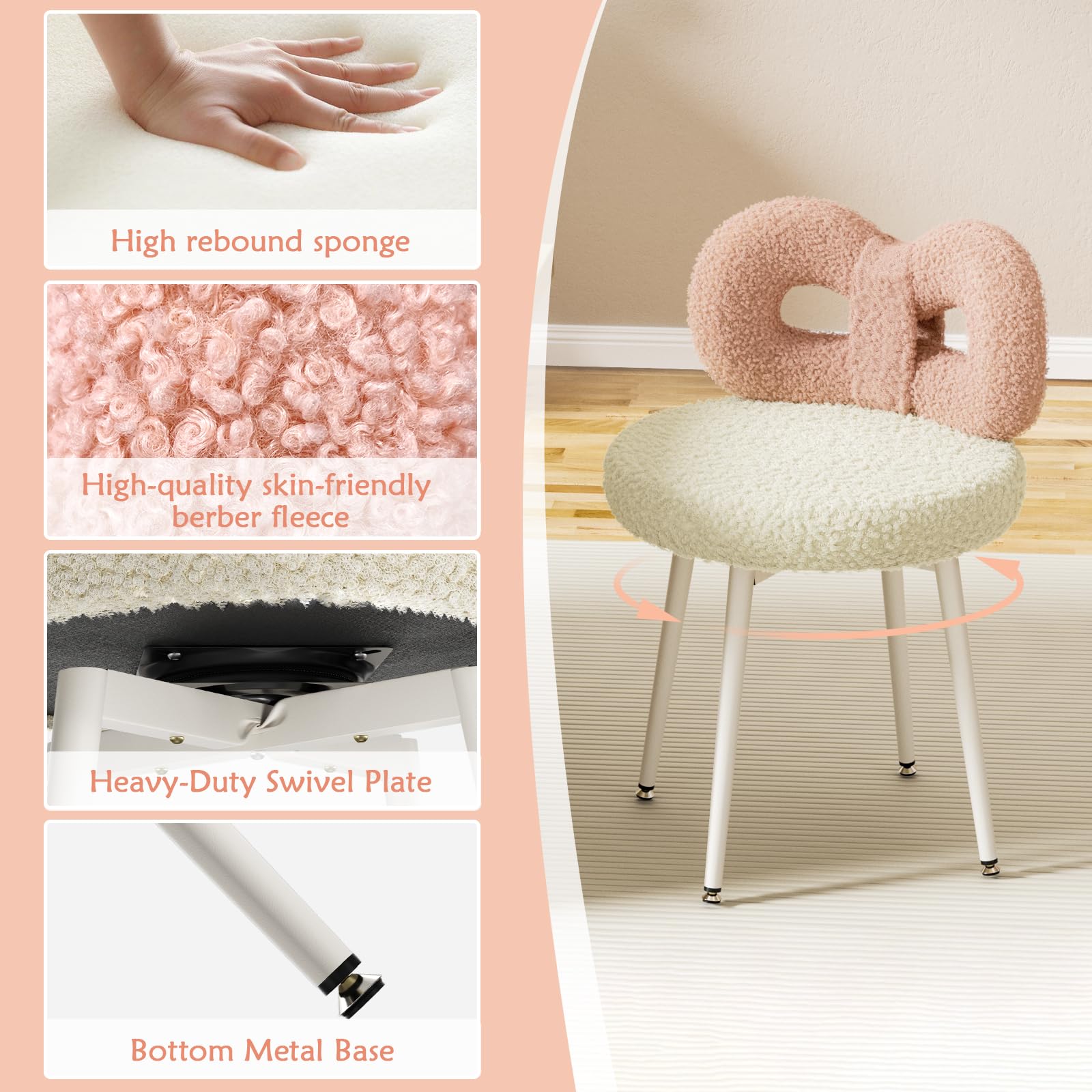 FurniFusion L-SZYSPW Vanity-Stools - View #3