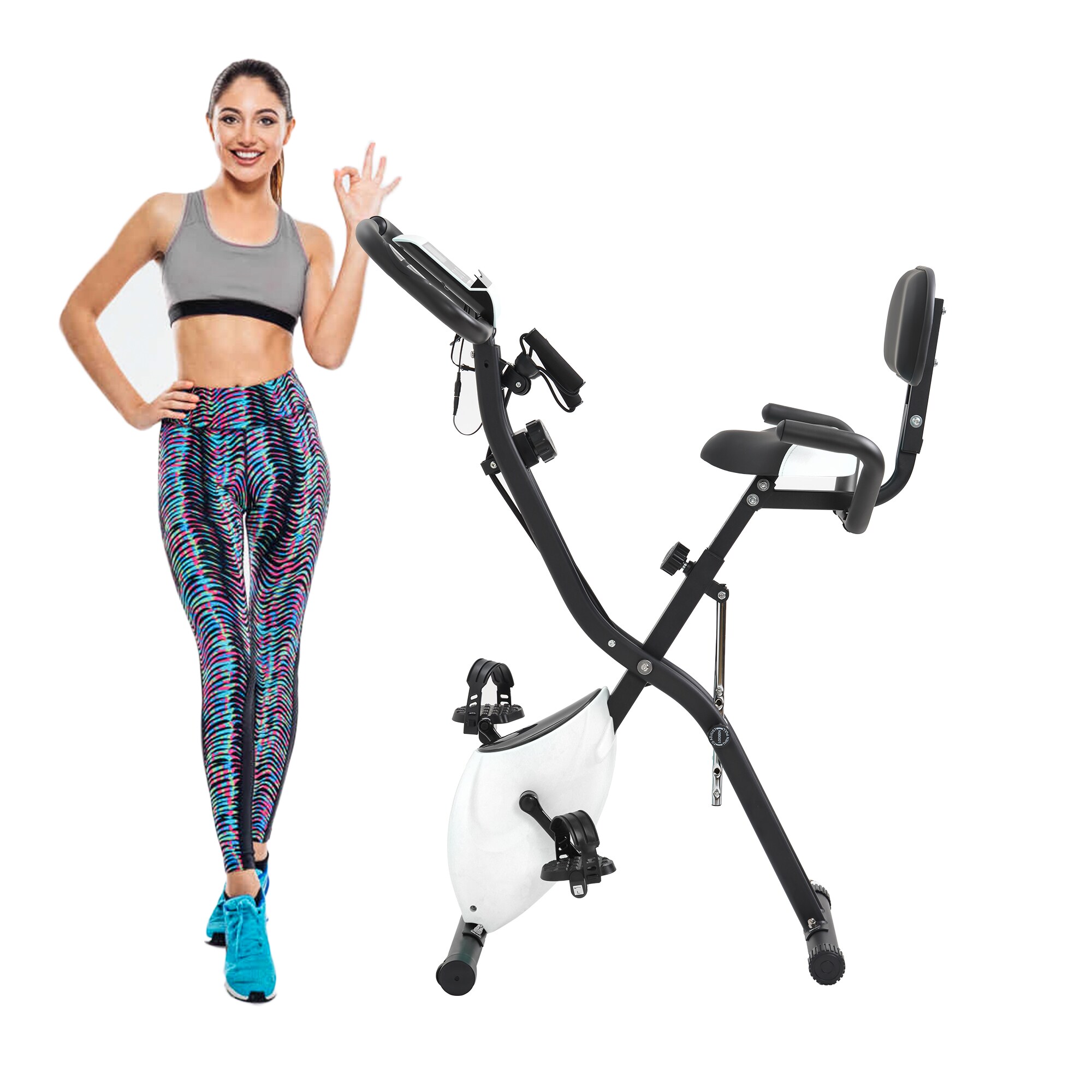 CASAINC WM-MS192236AAK Folding Exercise Bike Magnetic Upright Cycle Foldable Exercise Bike