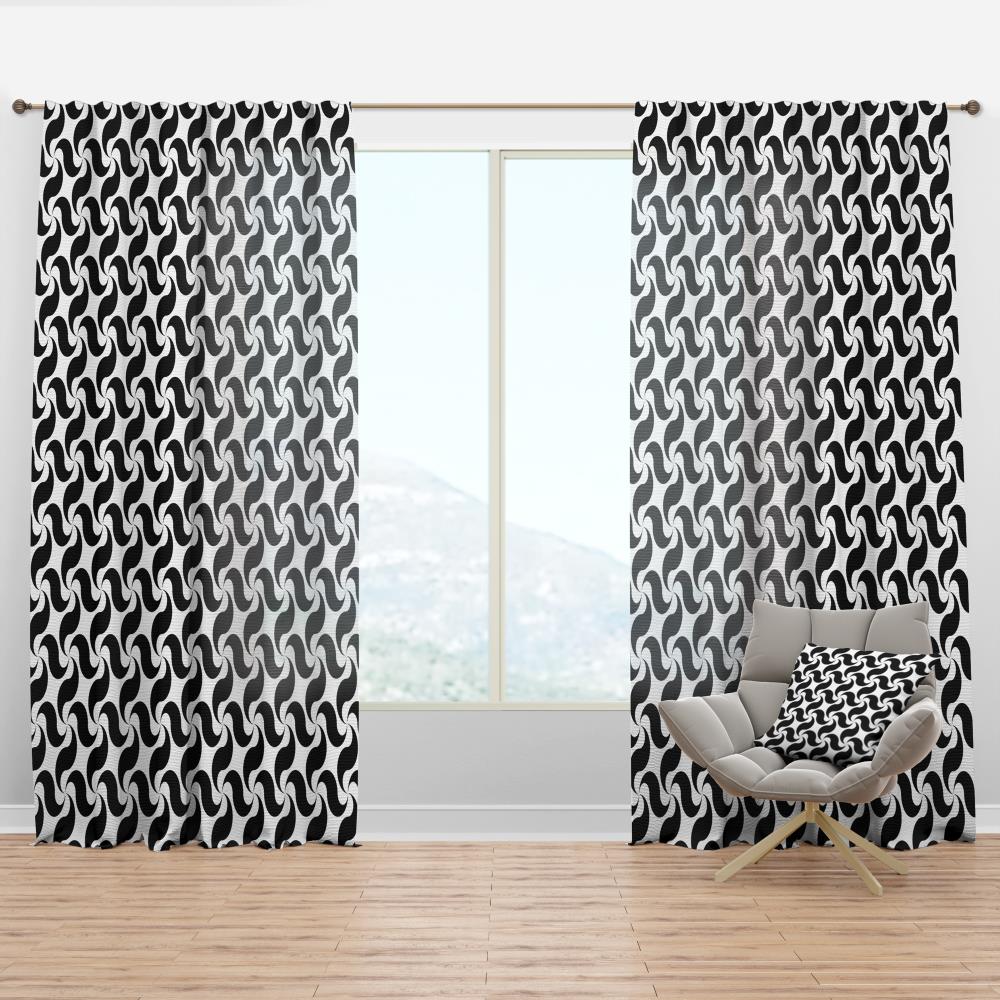 Designart CTN24607-52-95 95-Inches Black Geometric Room darkening Thermal lined Rod pocket Single curtain panel