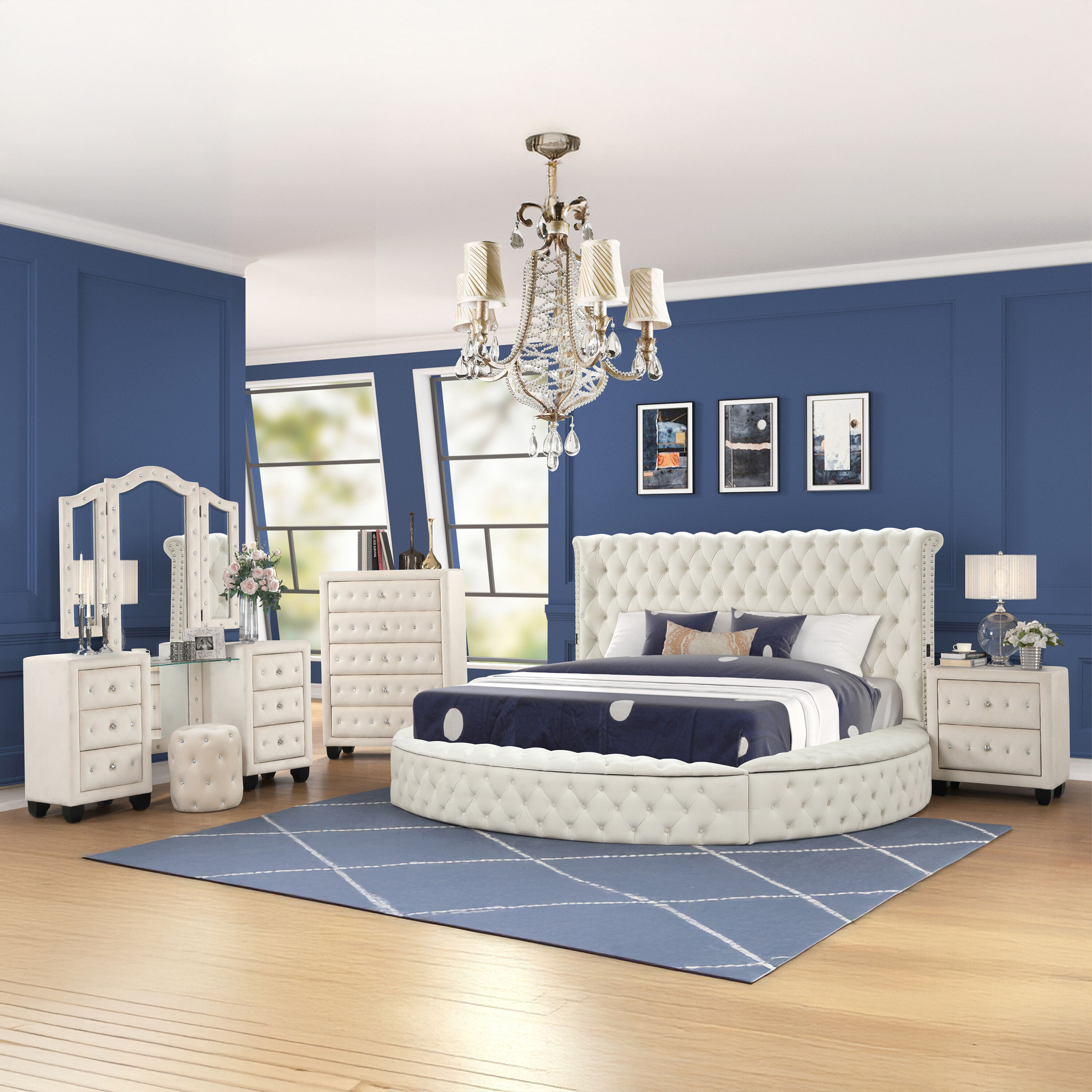 Galaxy 601955551755 Hazel Cream Queen Bedroom Set
