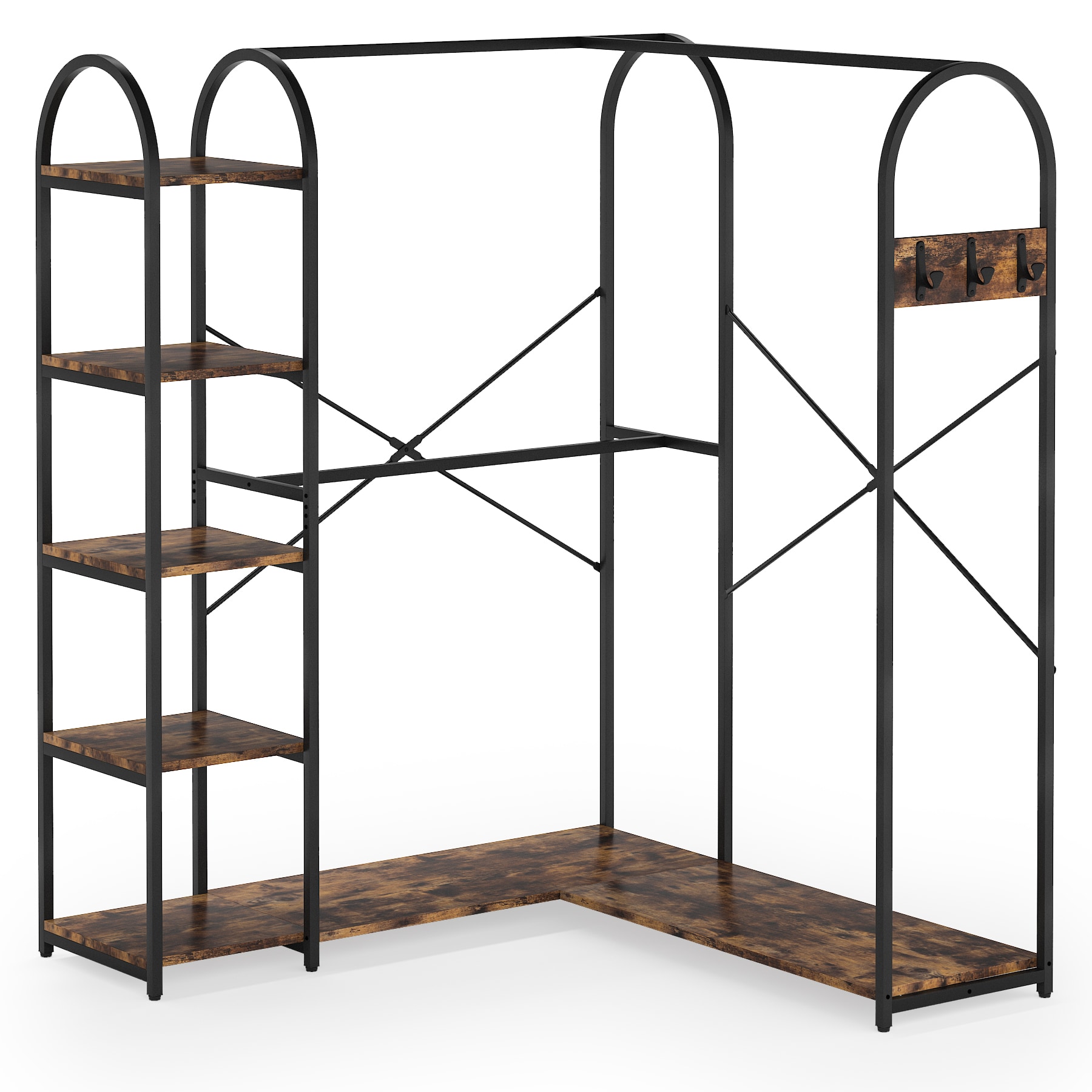 Tribesigns HOGA-F1416 Industrial 47.24-in Brown Wood Hall Tree