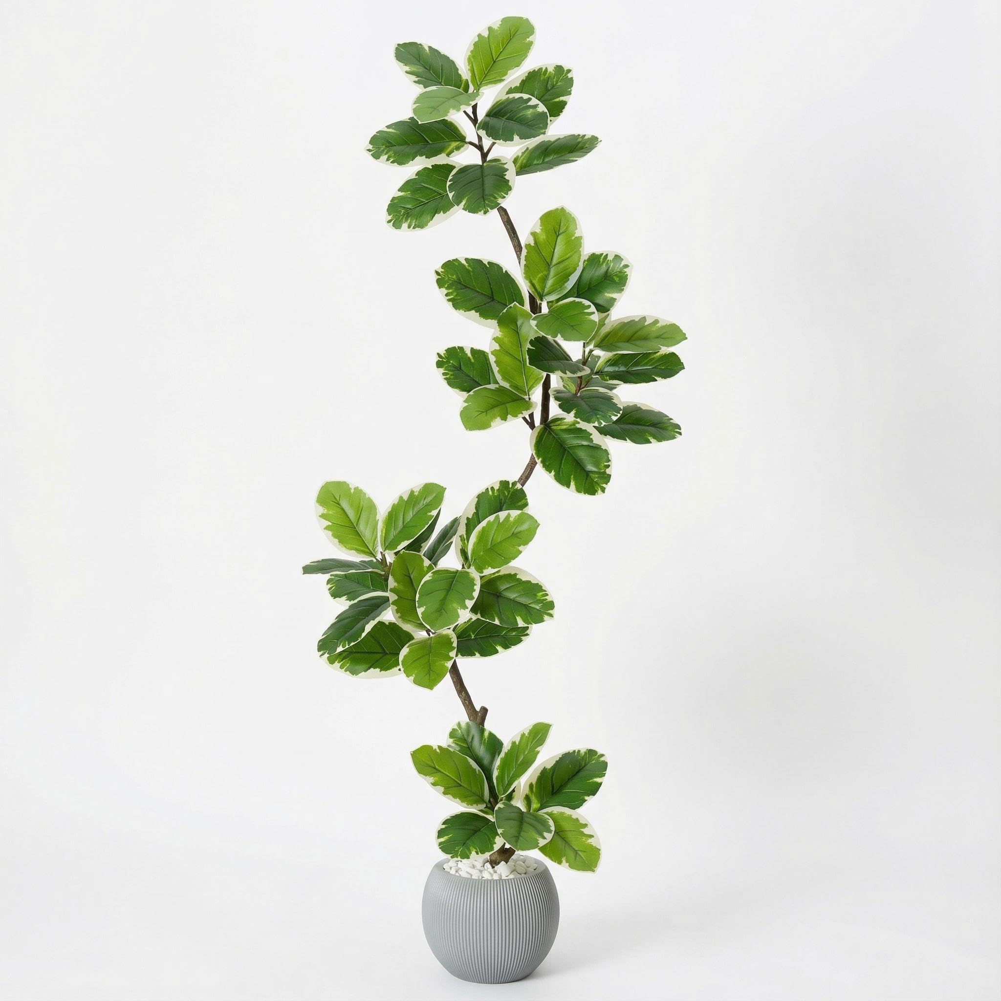 IdealHouse - 5FT Artificial Fiddle Leaf Fig Tree in Grey Pot Lifelike Faux Plant with Realistic L...