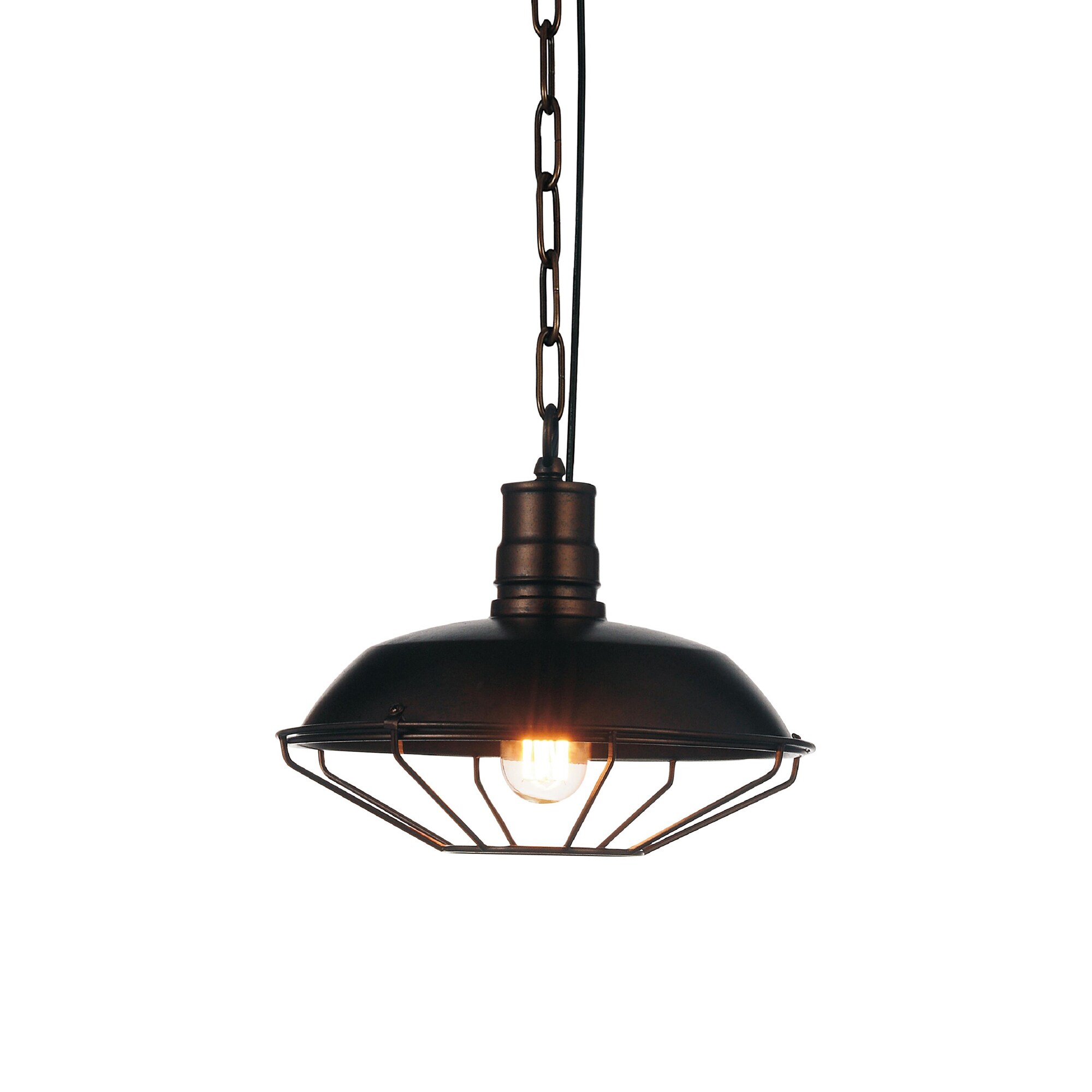 CWI Lighting 9611P11-1-126 Morgan Chocolate Rustic Geometric Medium Hanging Pendant Light