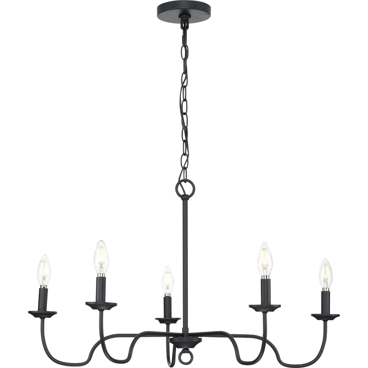 Progress Lighting Canebrake 5-Light Matte Black Farmhouse Chandelier Light