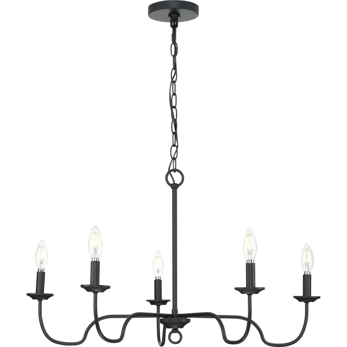 Progress Lighting Canebrake 5-Light Matte Black Farmhouse Dry Rated ...