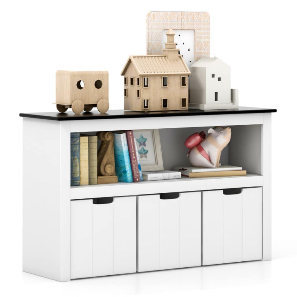 Fenbeli 24.5-in Kids Toy Storage Organizer with 3 Rolling Drawers and Blackboard Top