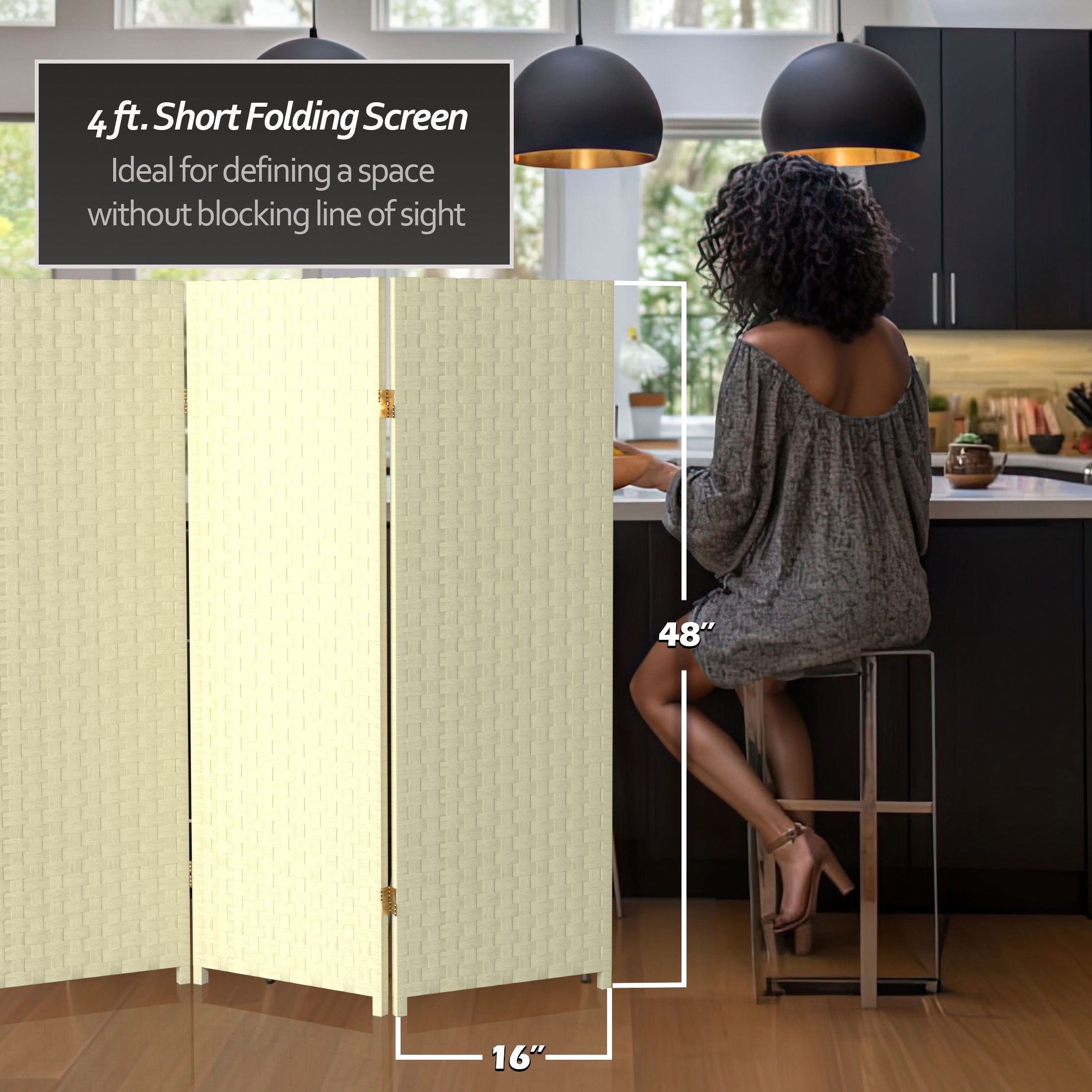 Oriental Furniture SS4FIBER-CRM-4P Indoor-Privacy-Screens - View #4