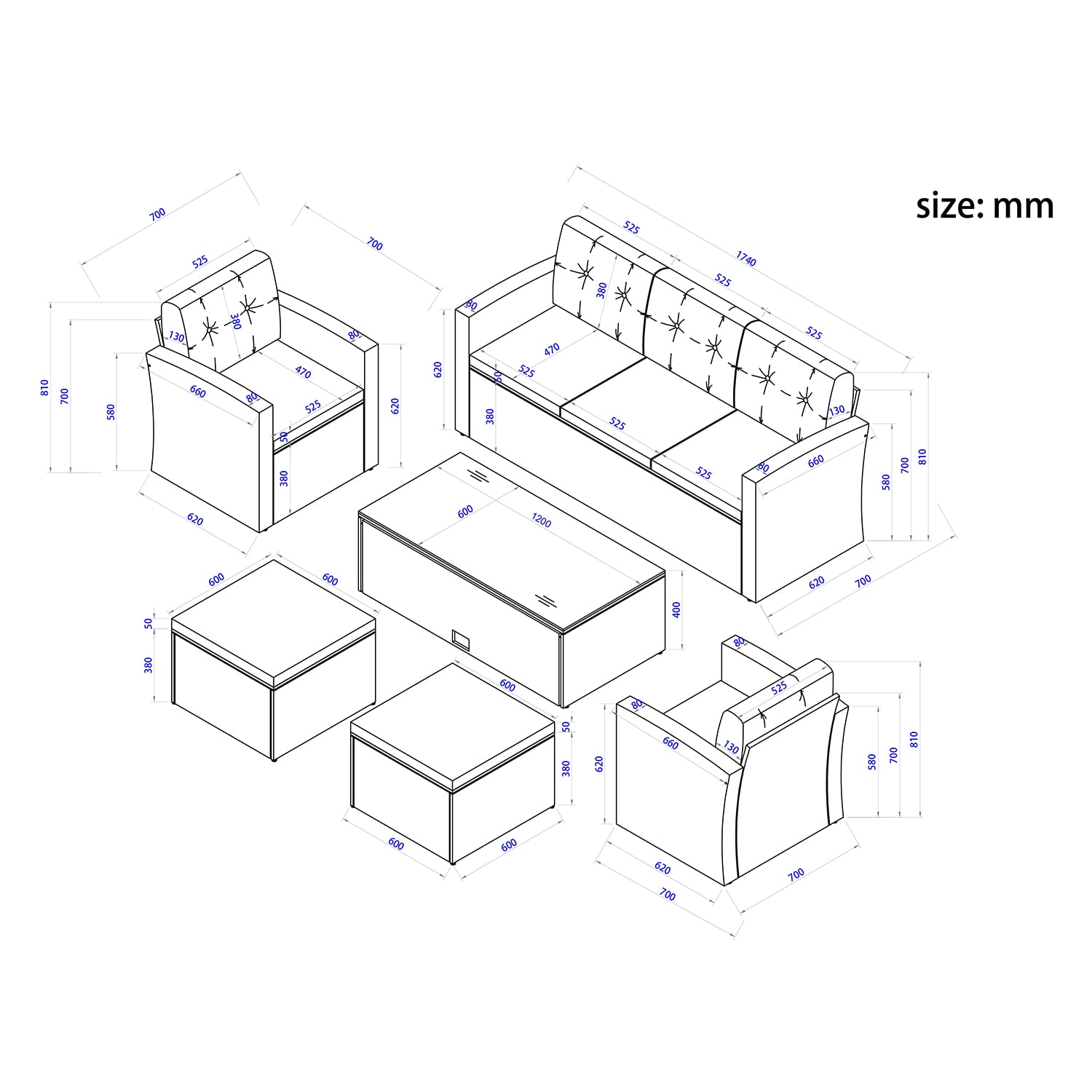 SINOFURN SYA380163GY Patio-Conversation-Sets - View #14