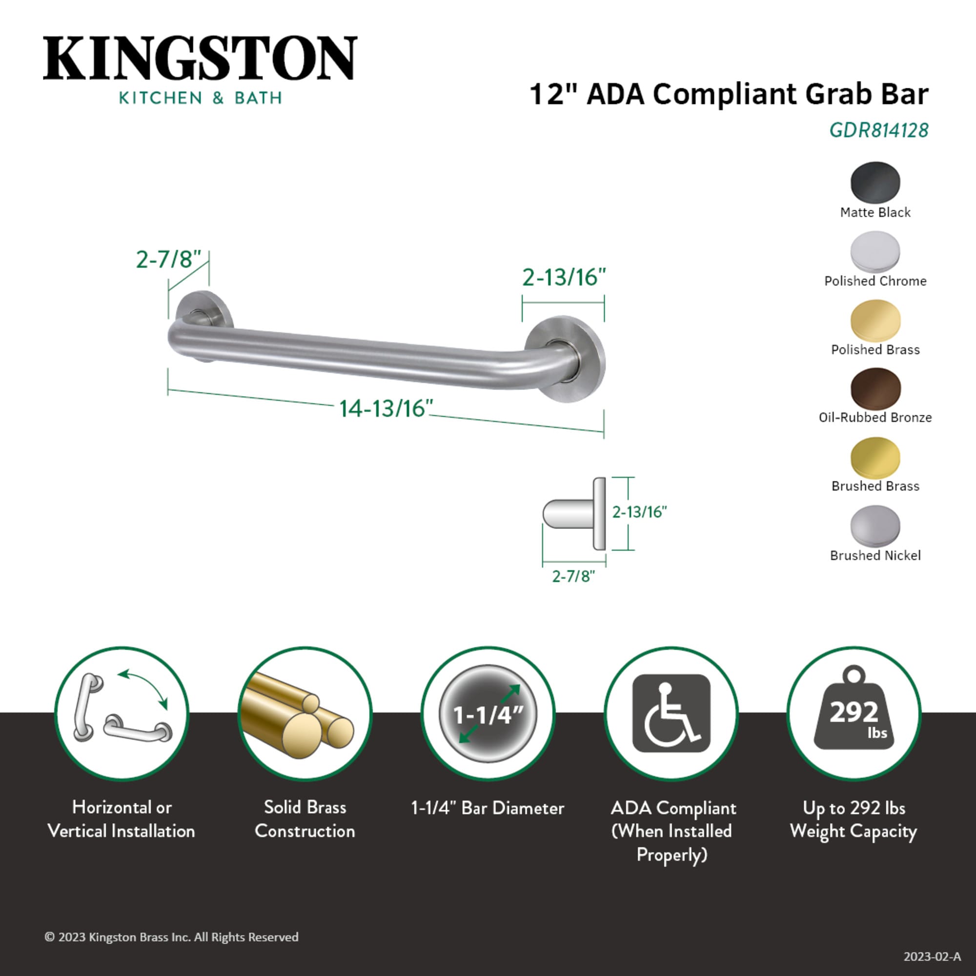 Kingston Brass WLGDR814120 Grab-Bars - View #2
