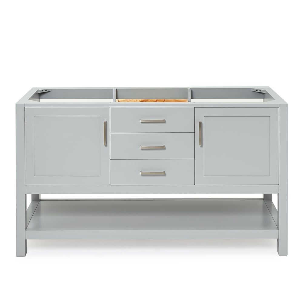 ARIEL R060D-BC-GRY Bayhill 60-in Gray Bathroom Vanity Base Cabinet without Top
