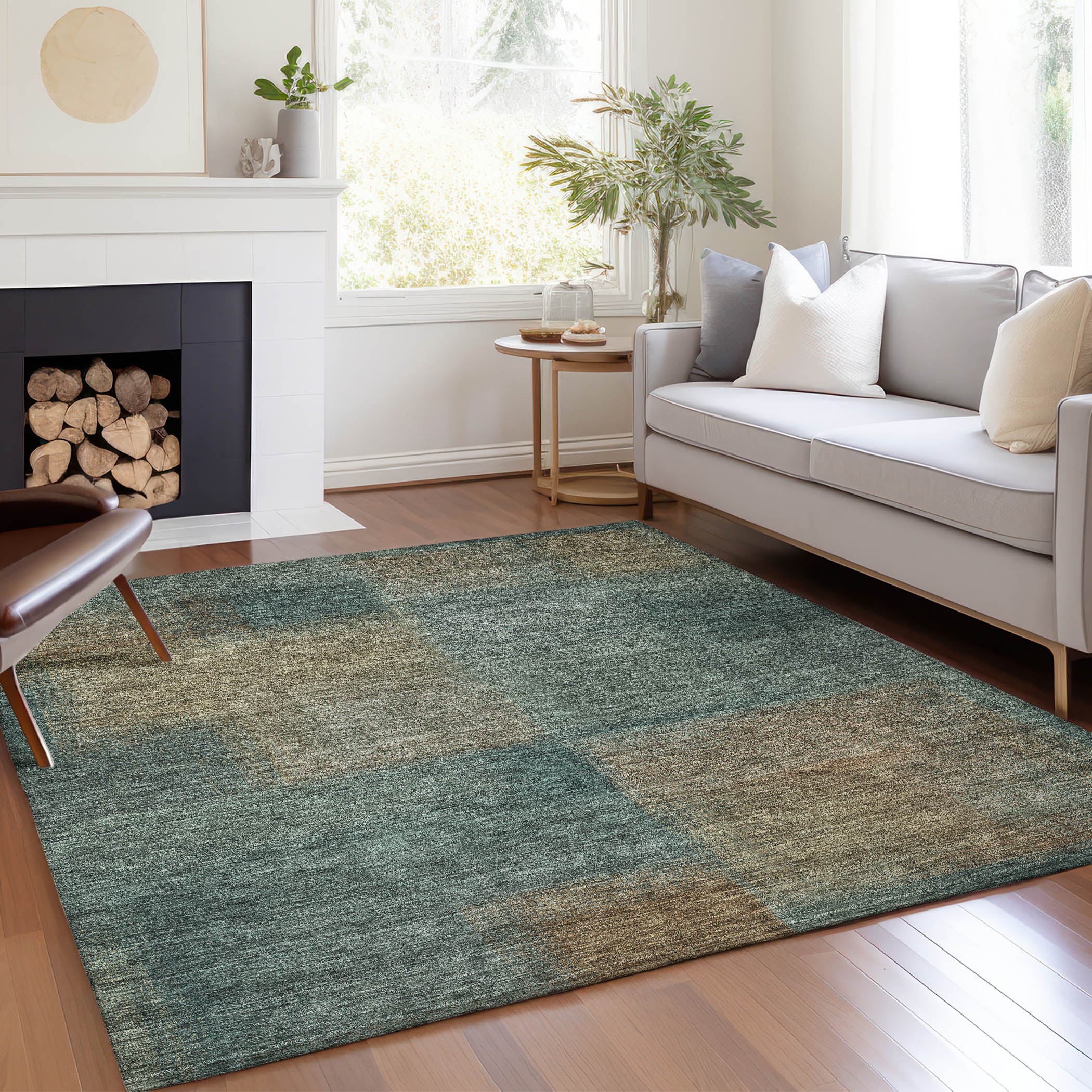 Addison Rugs ACN742TE8X10 Chantille ACN742TE 8 x 10 (ft) Polyester Teal Rectangular Indoor/Outdoor Geometric Machine washable Area rug