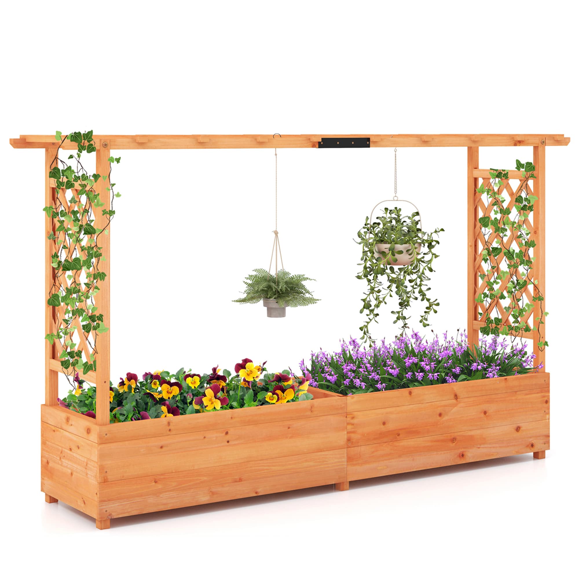 Costway HCST01368 17.5-in W x 79-in L x 45-in H Orange Wood Raised Garden Bed