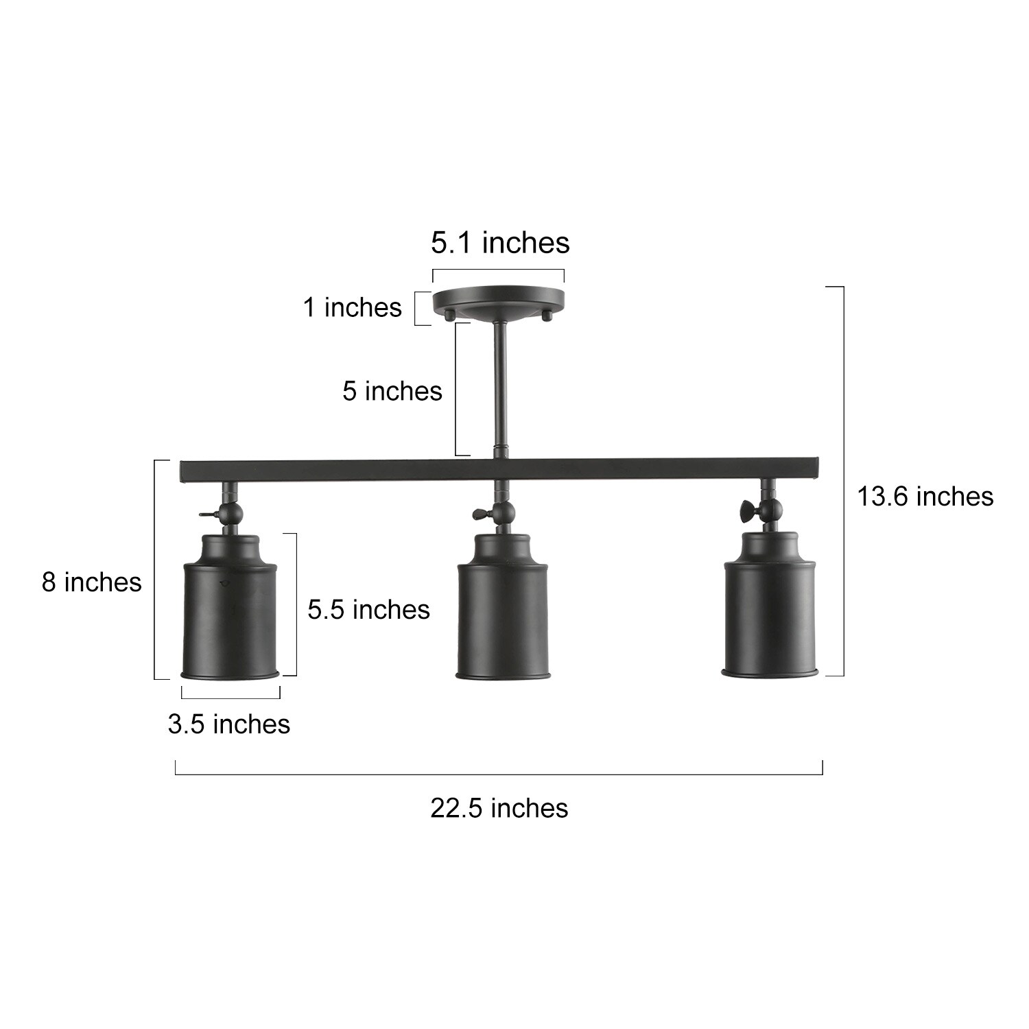 LNC Lyra modern track lighting 3-Light Matte Black dimmable Medium Base ...