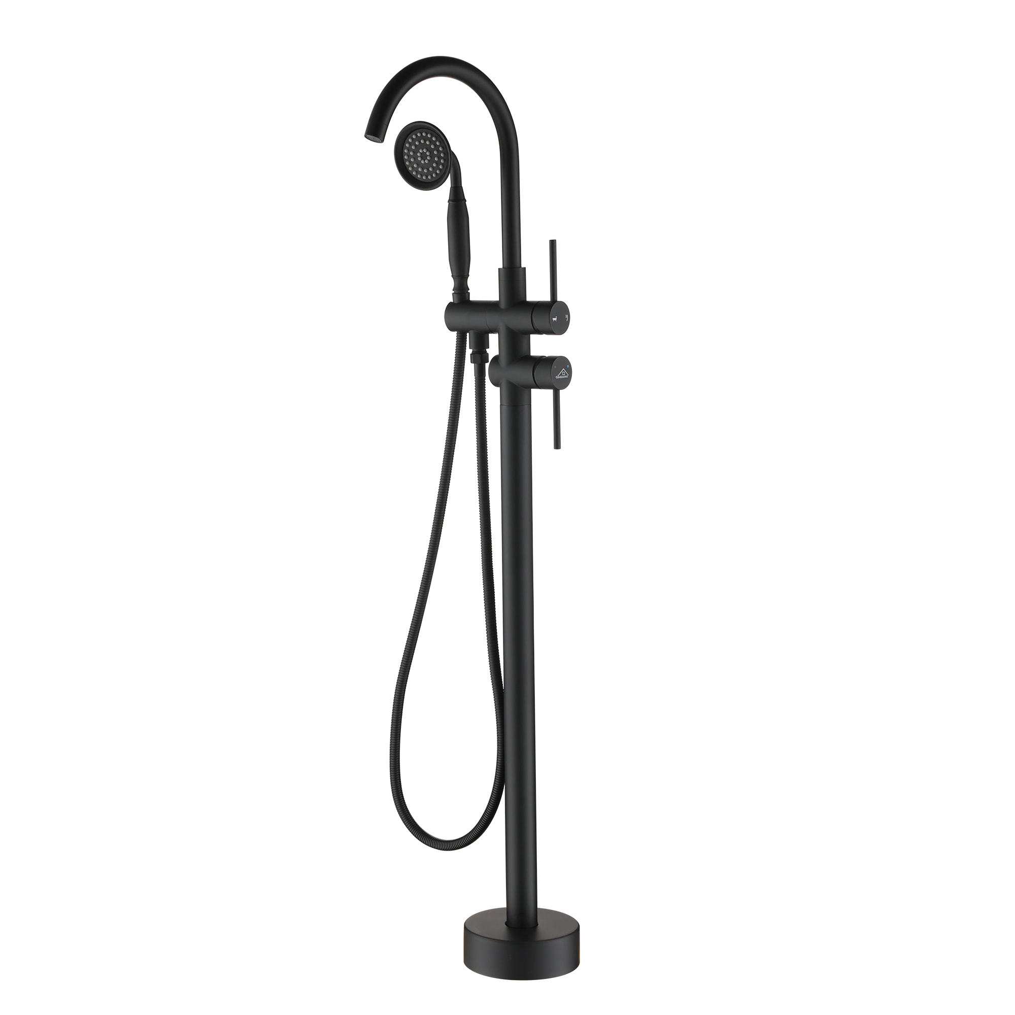 CASAINC CS1516-MB Matte black 2-handle Freestanding Swivel Bathtub Faucet with Hand Shower ( Valve Included )