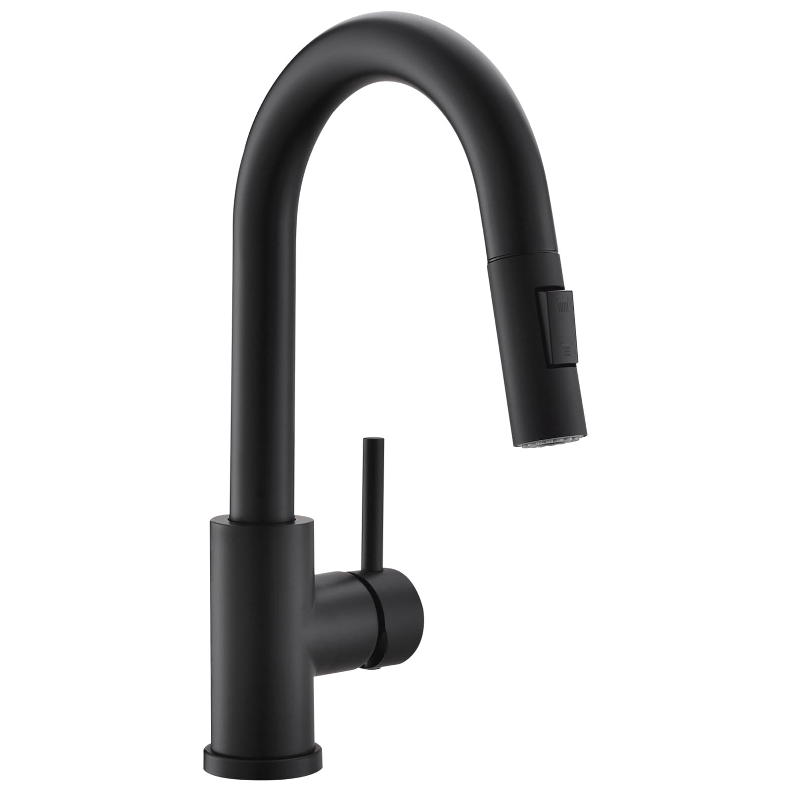 LIVIZA GIJ-KF001MB ZJPU Matte Black Single Handle Deck-mount Pull-out Kitchen Faucet with Sprayer